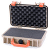 Pelican 1170 Case, Desert Tan with Orange Handle & Latches Pick & Pluck Foam with Convolute Lid Foam ColorCase 011700-0001-310-150