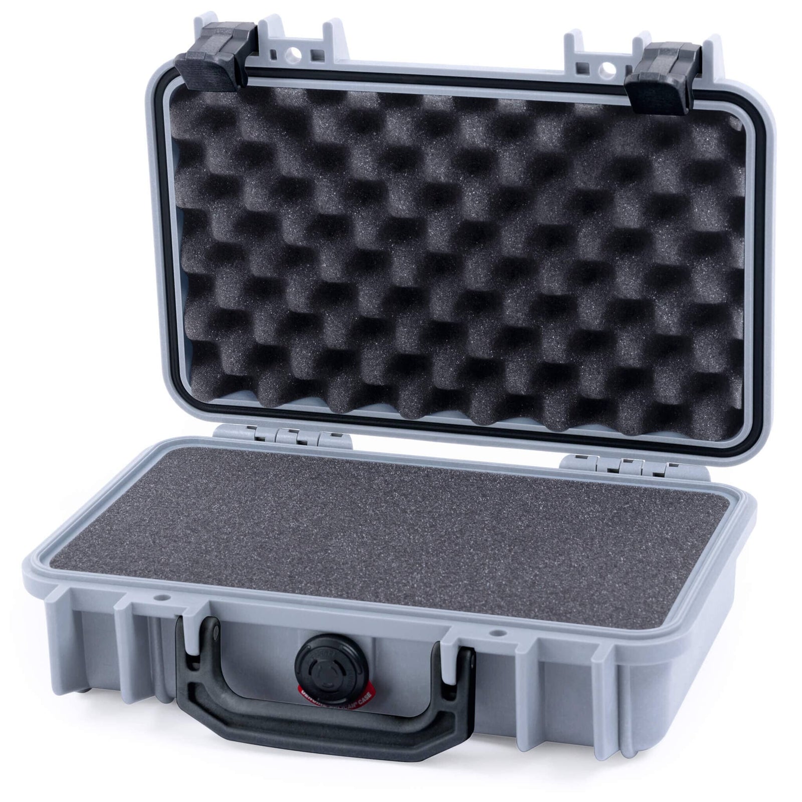 Pelican 1170 Case, Silver with Black Handle & Latches Pick & Pluck Foam with Convolute Lid Foam ColorCase 011700-0001-180-110