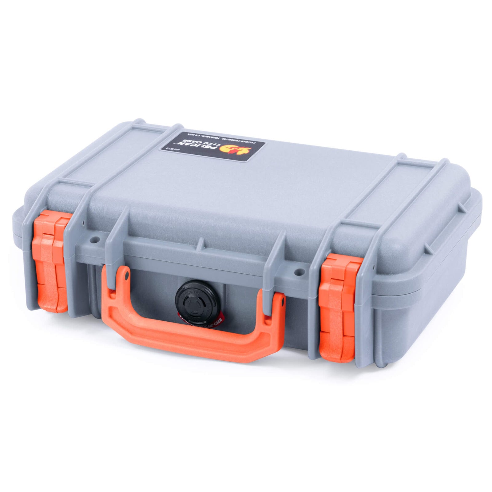 Pelican 1170 Case, Silver with Orange Handle & Latches ColorCase