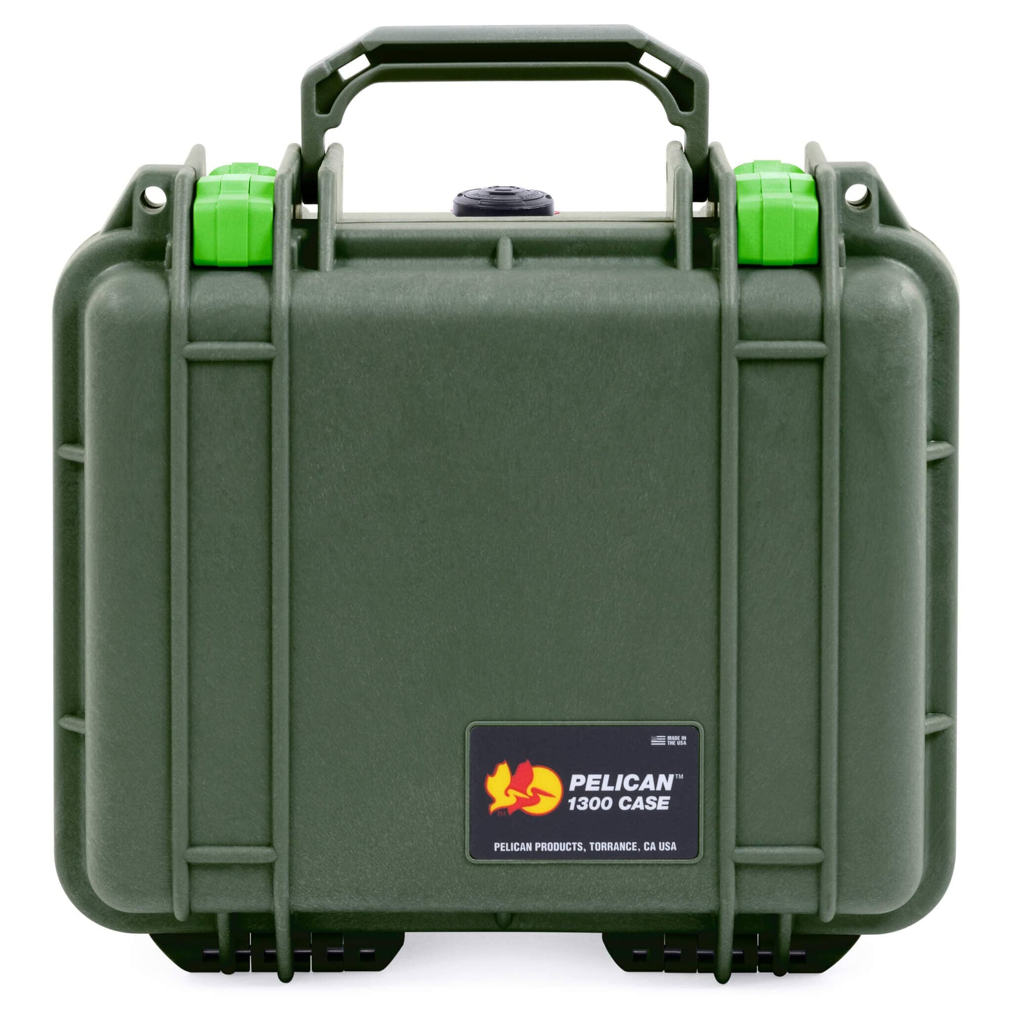 Pelican 1300 Case, OD Green with Lime Green Latches ColorCase 