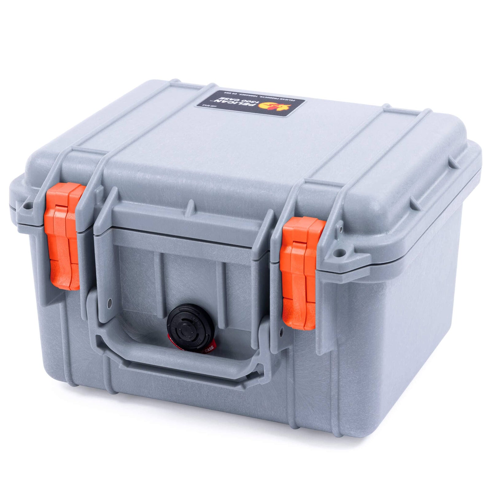 Pelican 1300 Case, Silver with Orange Latches ColorCase
