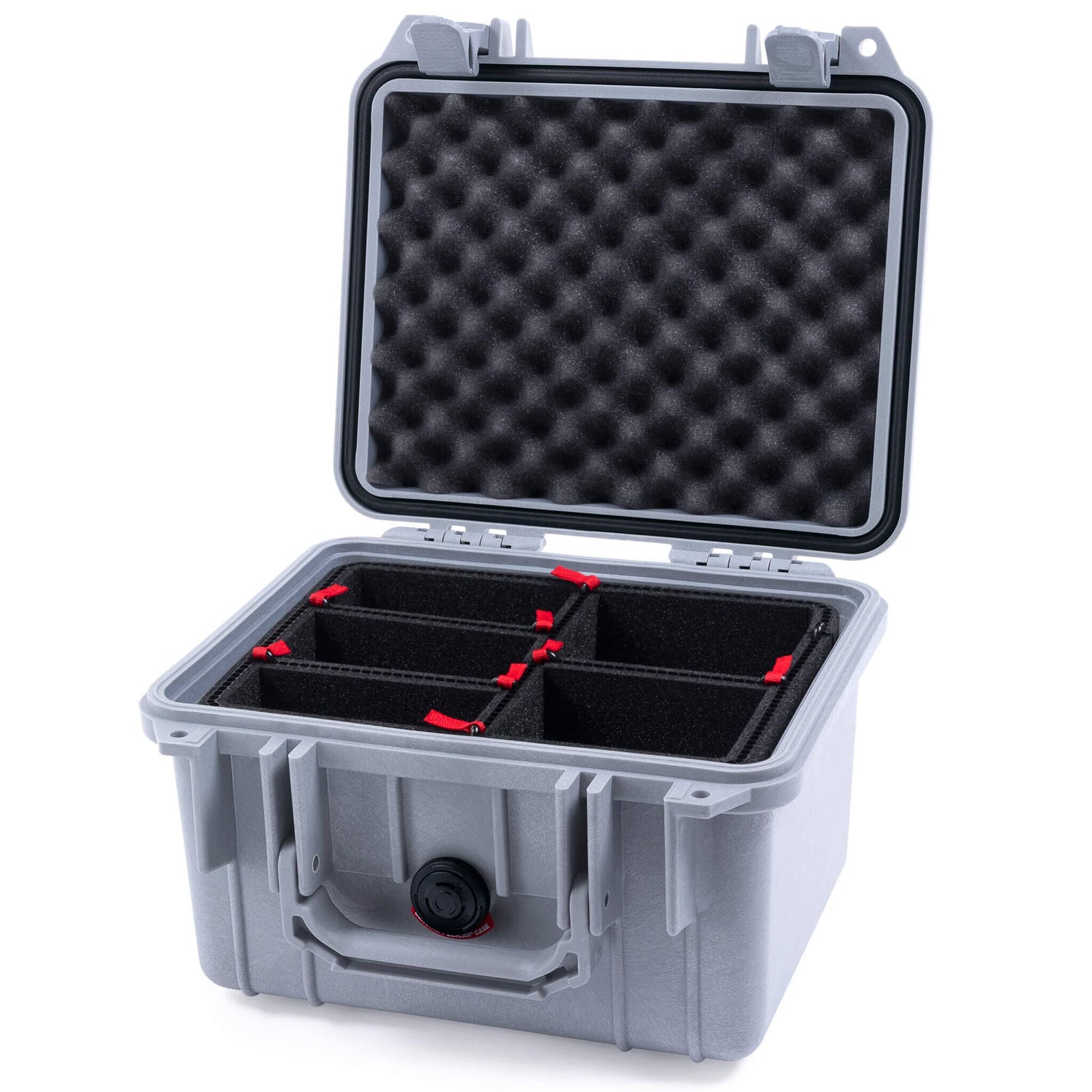 Pelican 1300 Case, Silver TrekPak Divider System with Convolute Lid Foam ColorCase 013000-0020-180-180