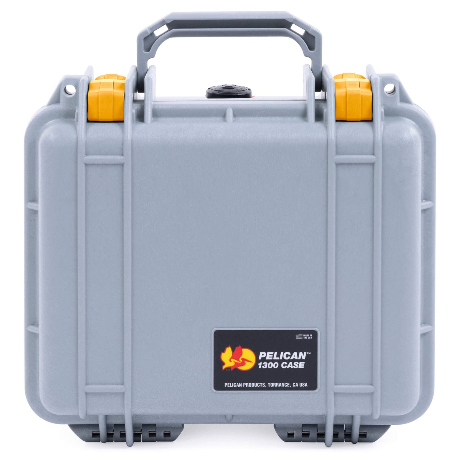 Pelican 1300 Case, Silver with Yellow Latches ColorCase
