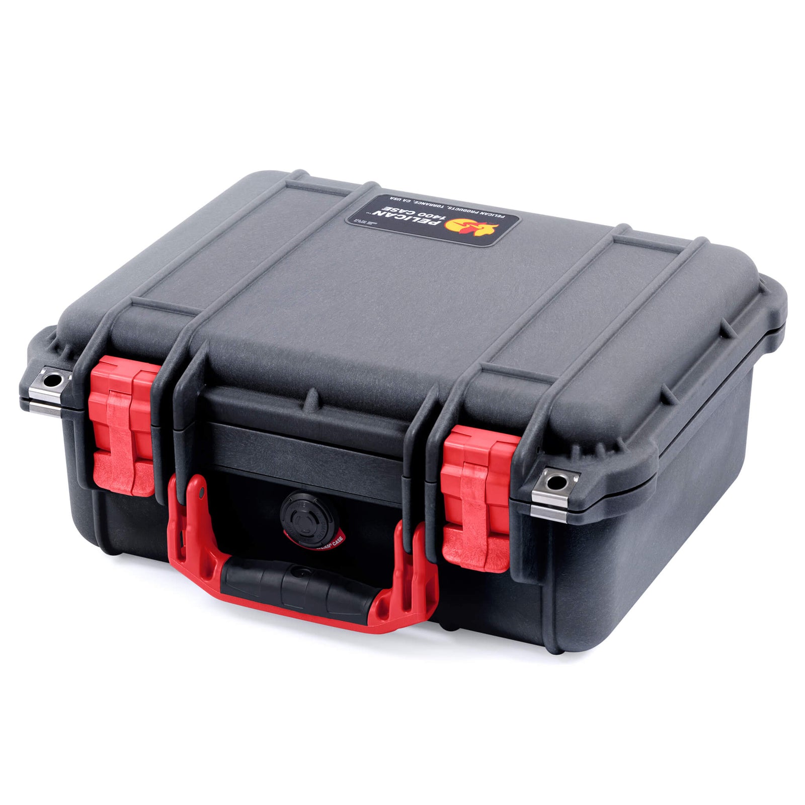 Pelican 1400 Case - Black & Red - Upright Front Case View