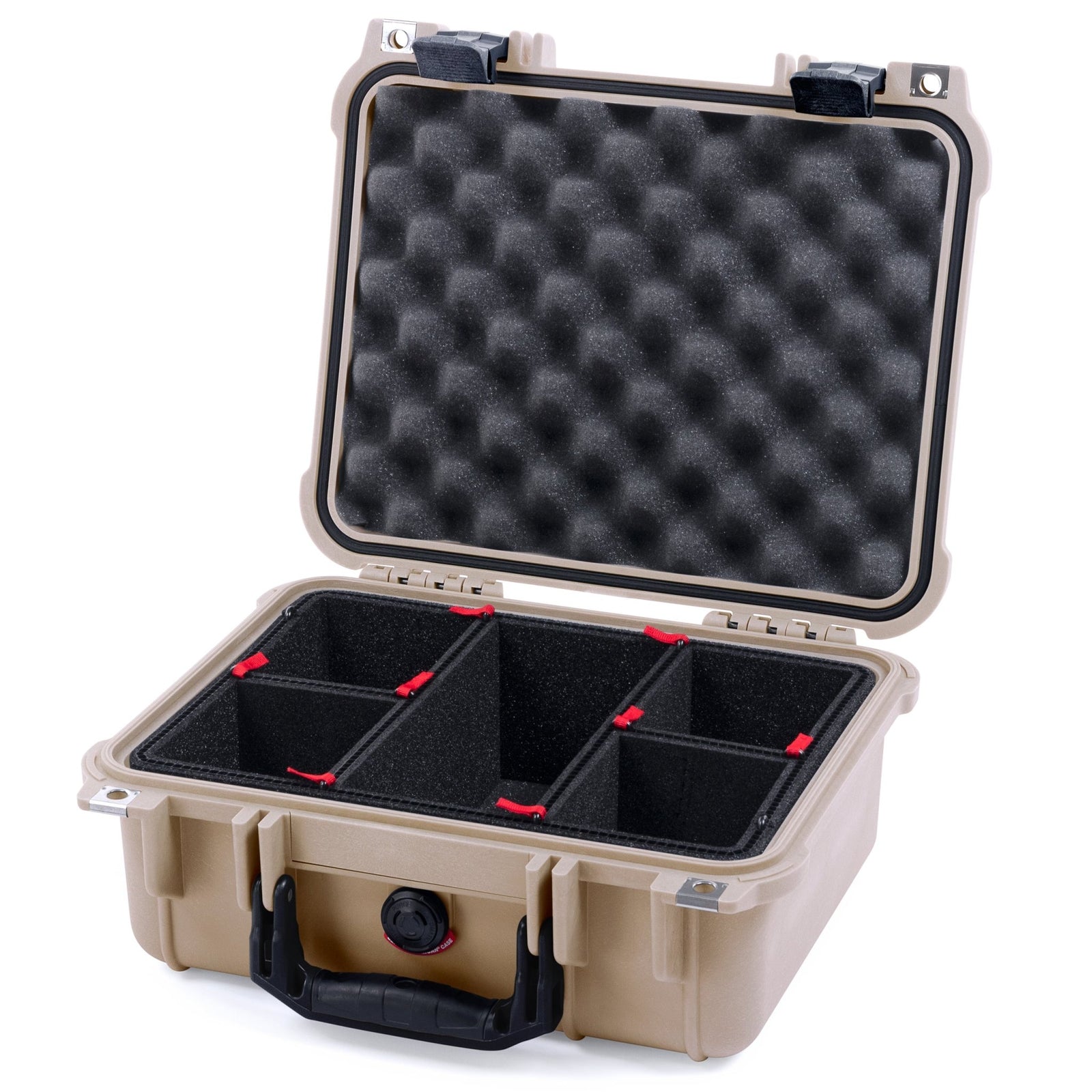 Pelican 1400 Case - Desert Tan & Black - TrekPak Divider System / Convolute Lid Foam