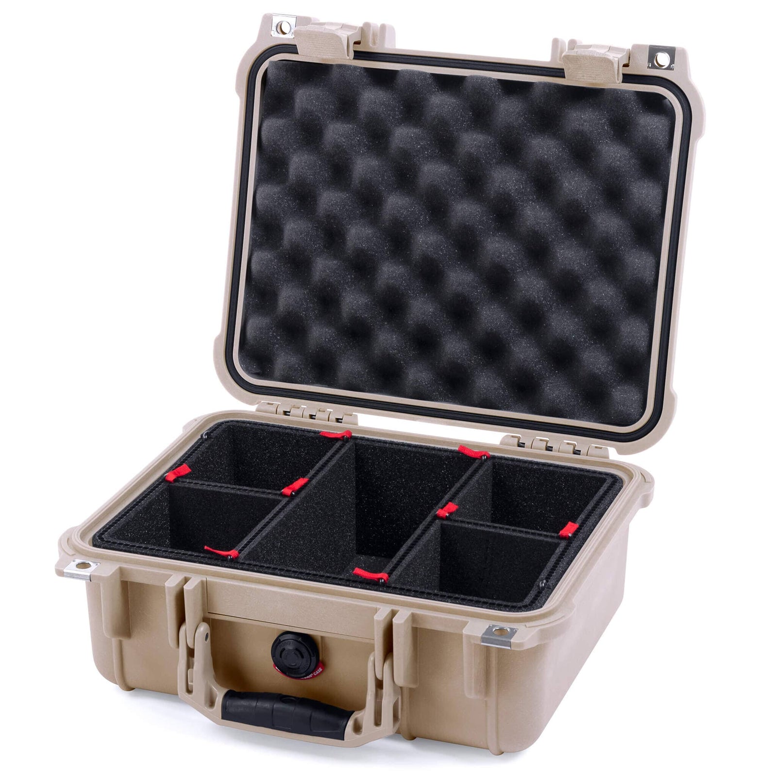 Pelican 1400 Case - Desert Tan - TrekPak Divider System / Convolute Lid Foam