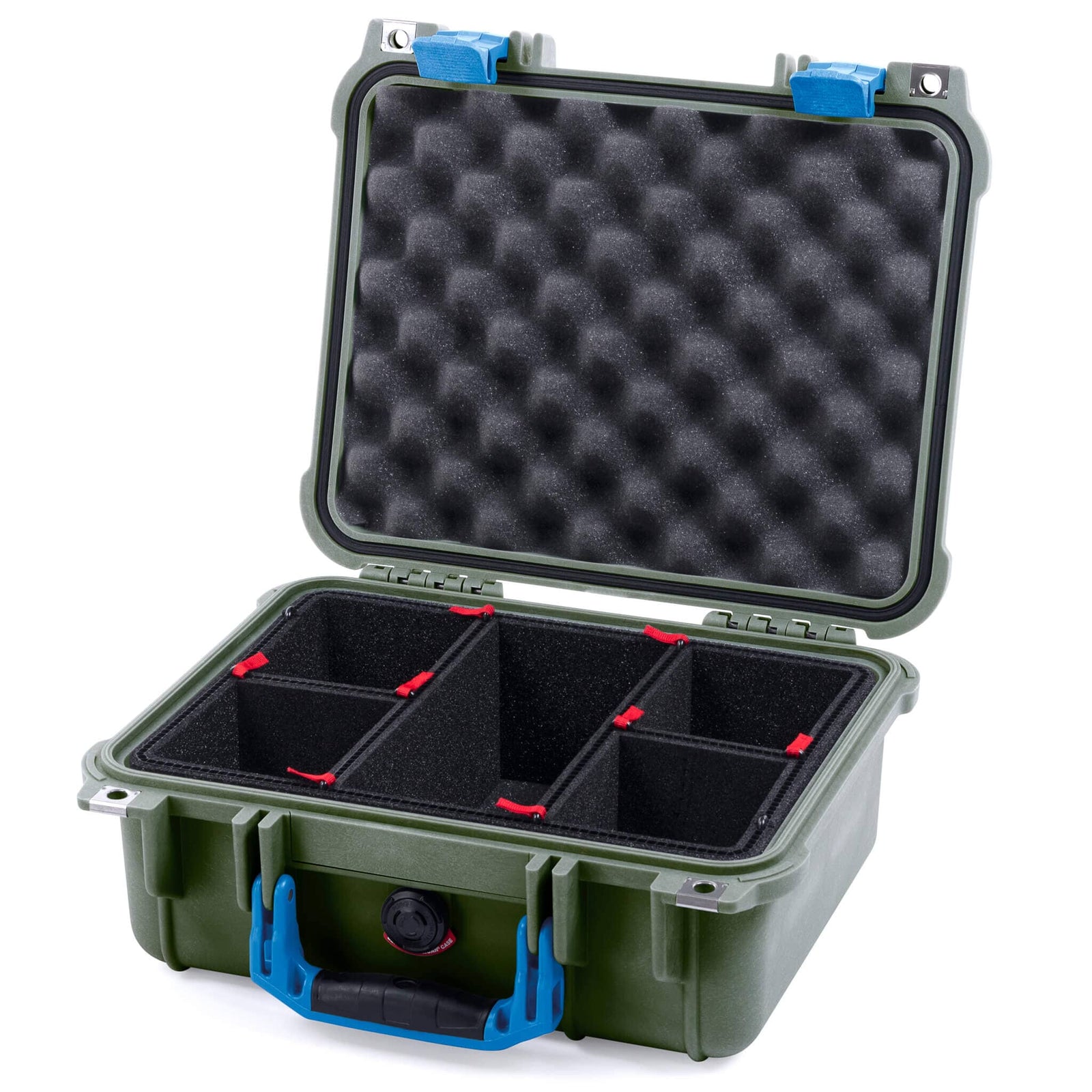Pelican 1400 Case - OD Green & Blue - TrekPak Divider System / Convolute Lid Foam