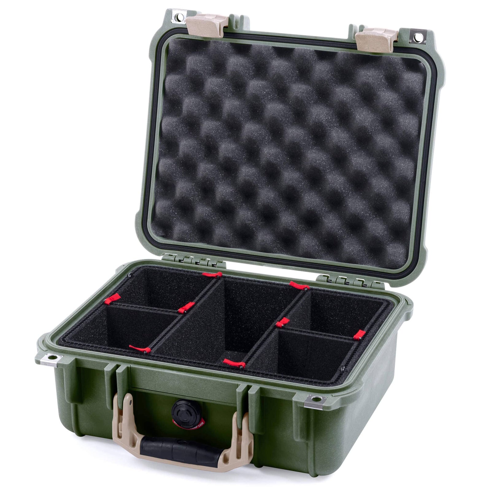 Pelican 1400 Case - OD Green & Desert Tan - TrekPak Divider System / Convolute Lid Foam