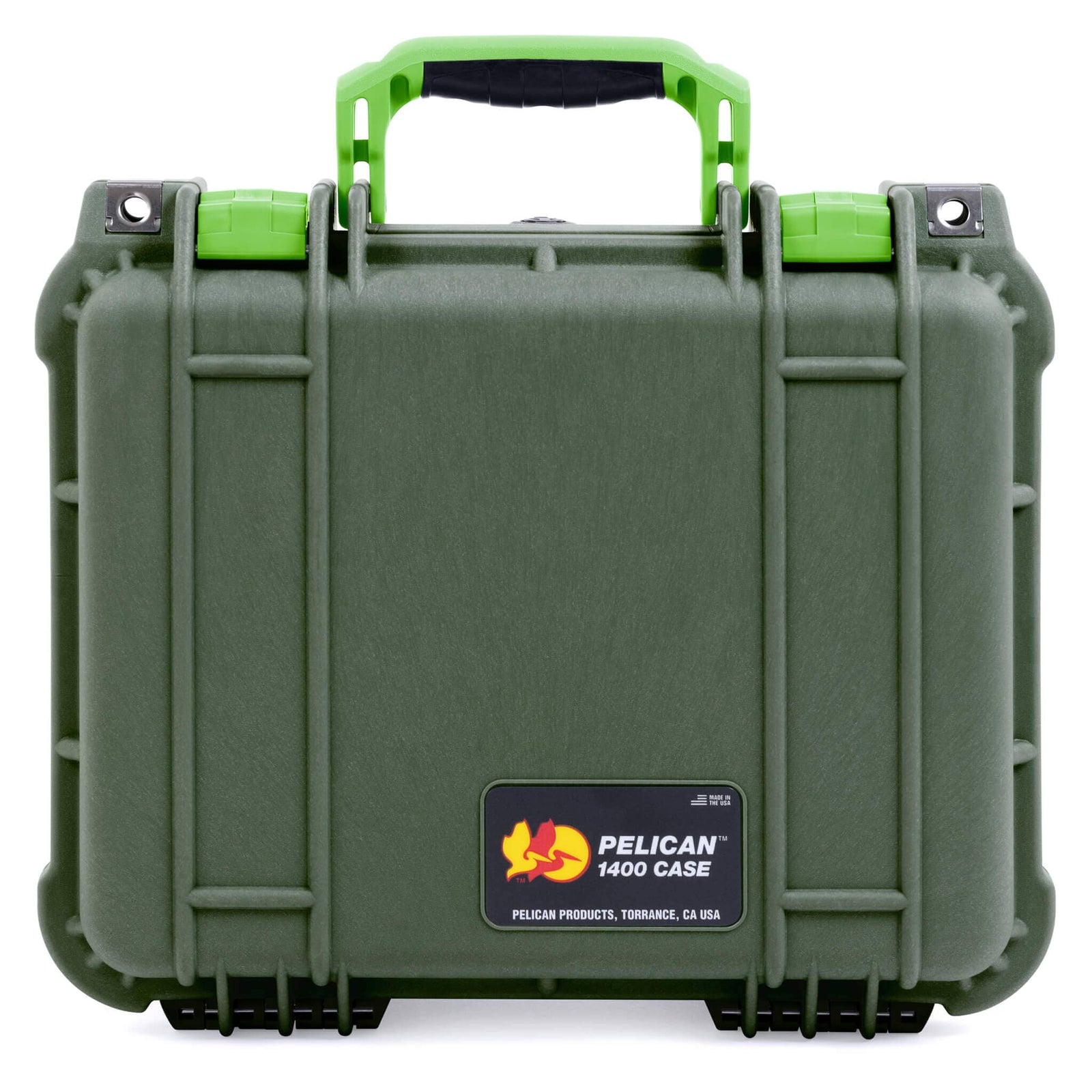 Pelican 1400 Case, OD Green with Lime Green Handle & Latches ColorCase