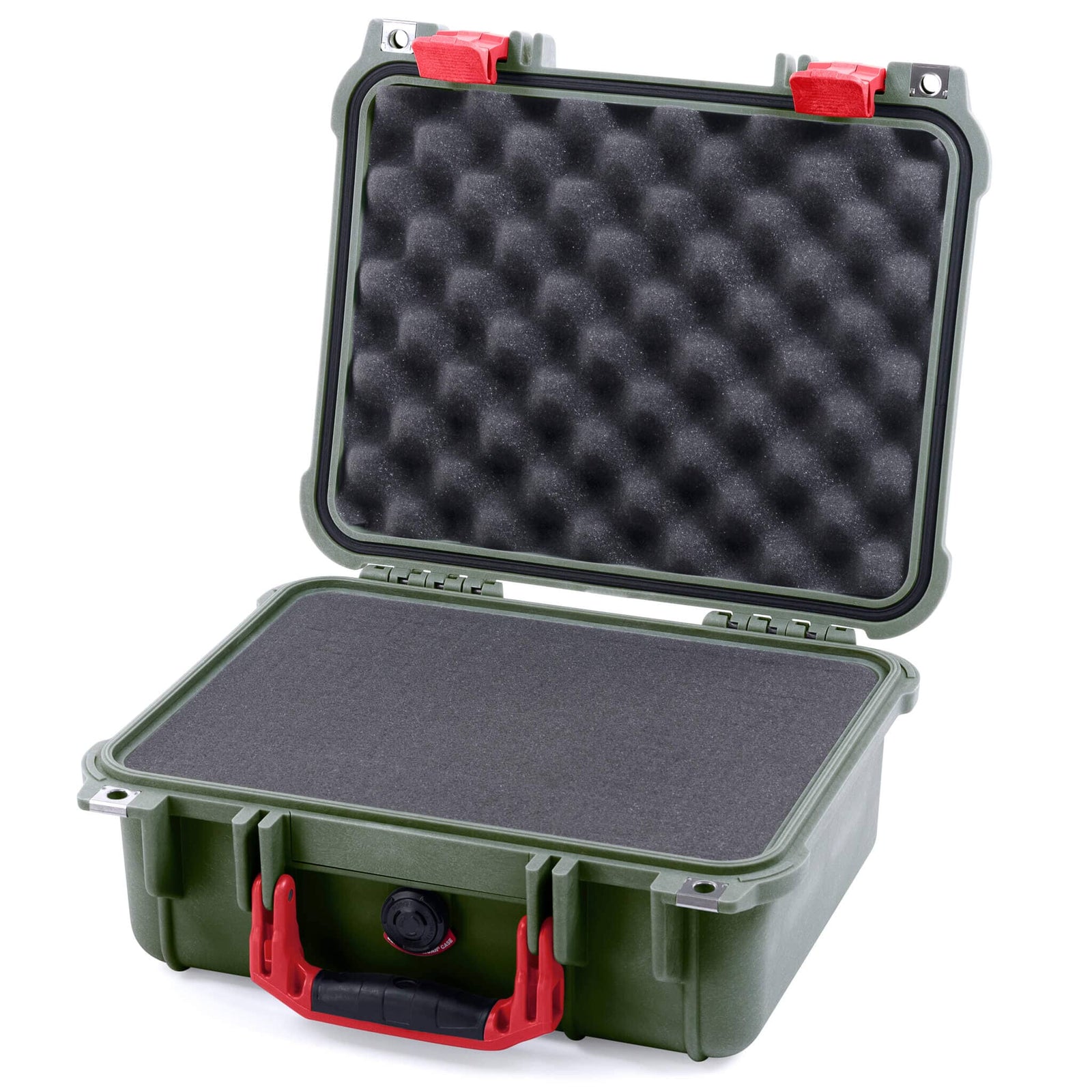 Pelican 1400 Case - OD Green & Red - Pick & Pluck Foam / Convolute Lid Foam