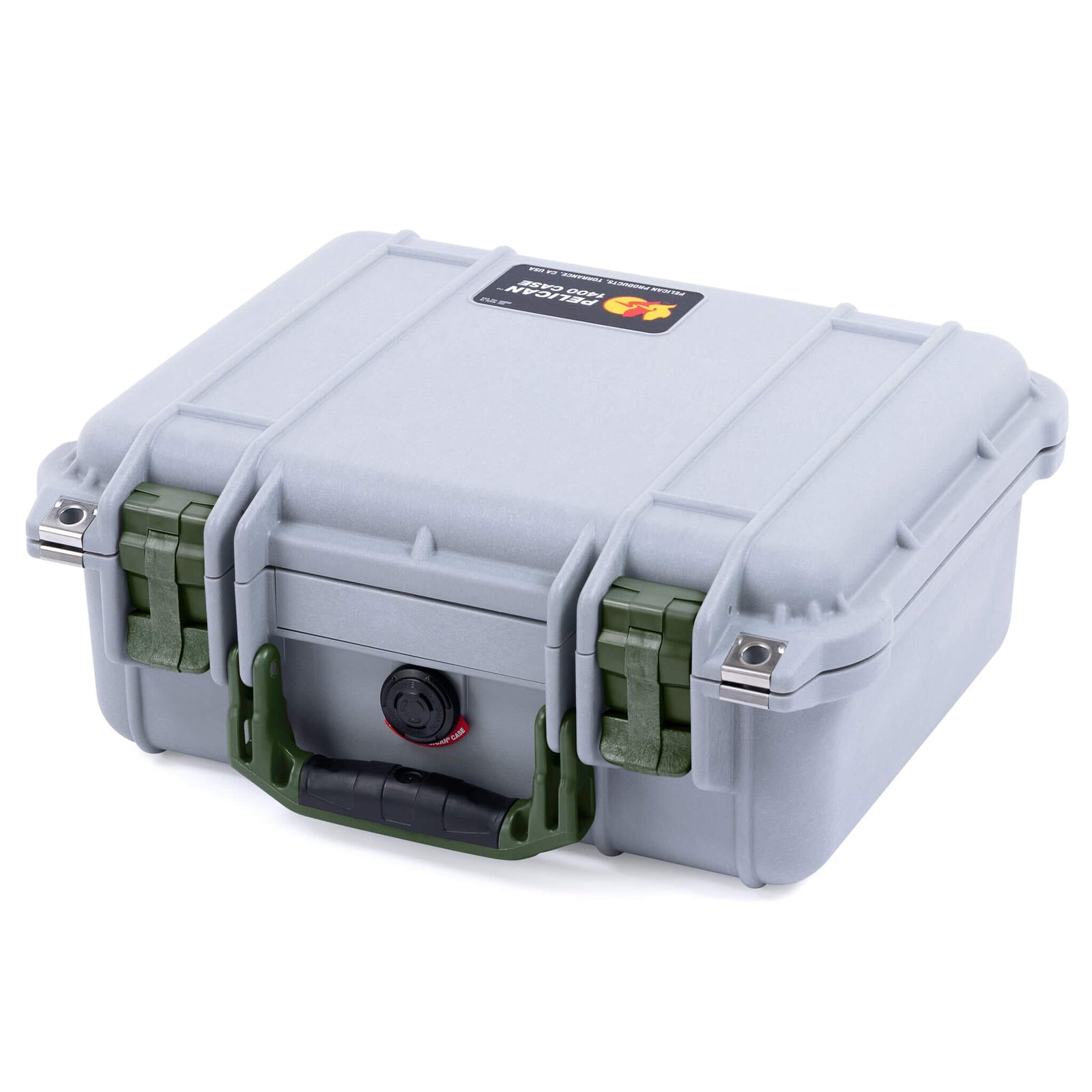Pelican 1400 Case - Silver & OD Green - Empty