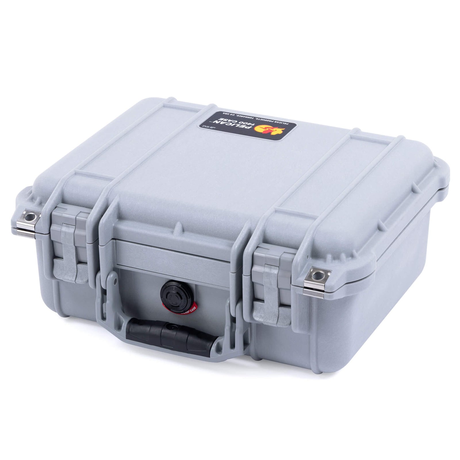 Pelican 1400 Case - Silver - Upright Front Case View