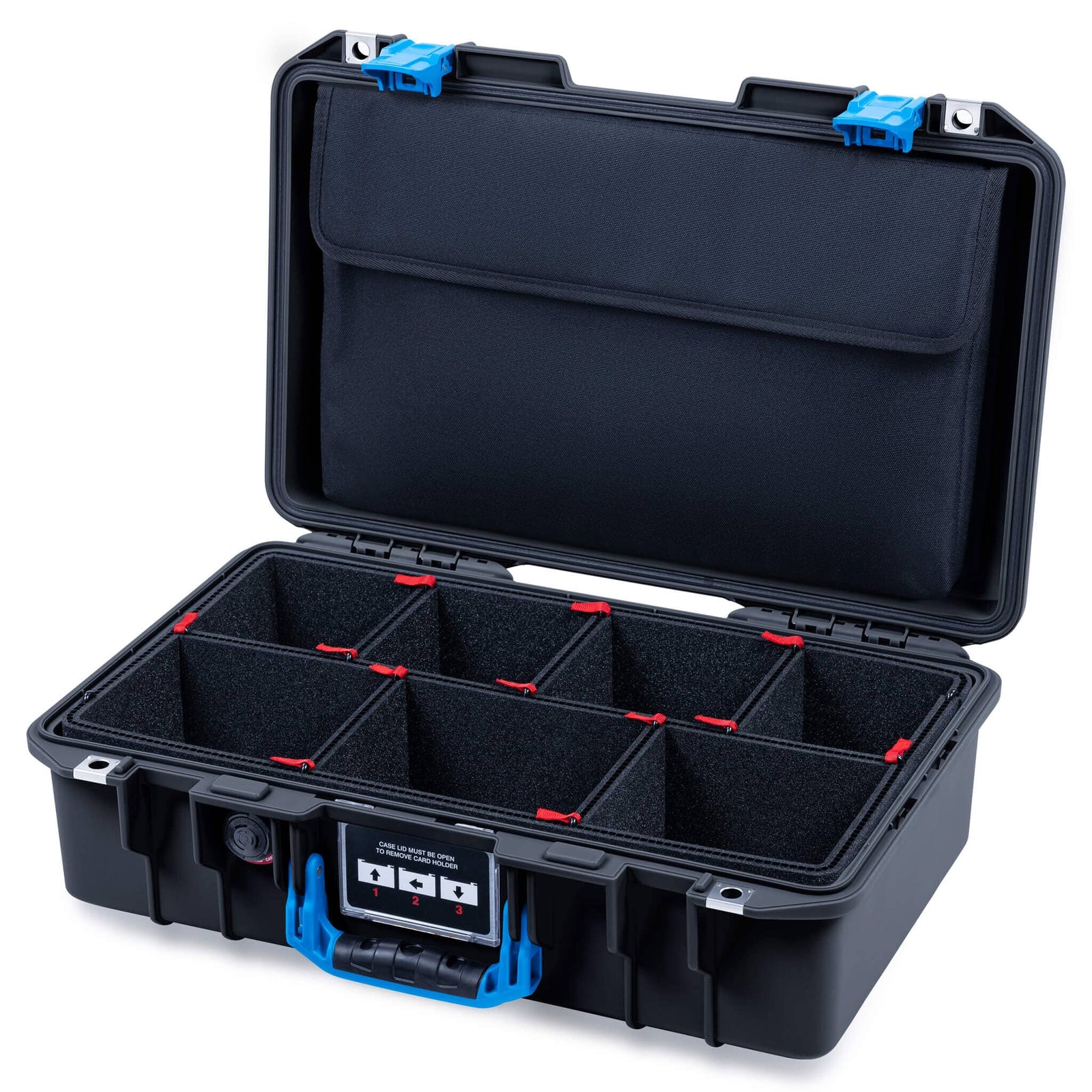 Pelican 1485 Air Case, Black with Blue Latches TrekPak Divider System with Laptop Computer Pouch ColorCase 014850-0220-110-121