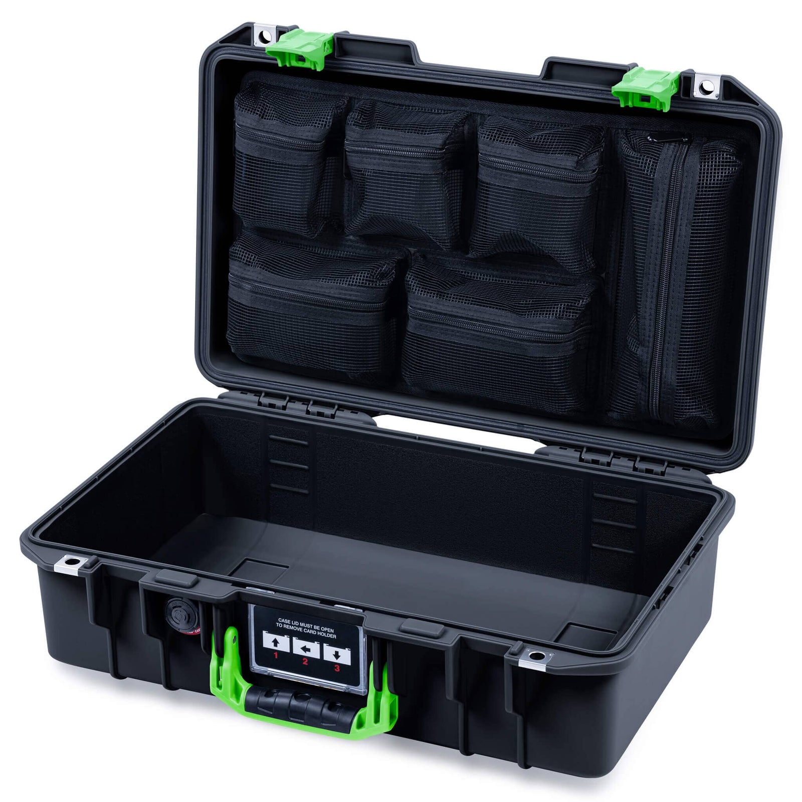 Pelican 1485 Air Case, Black with Lime Green Latches ColorCase