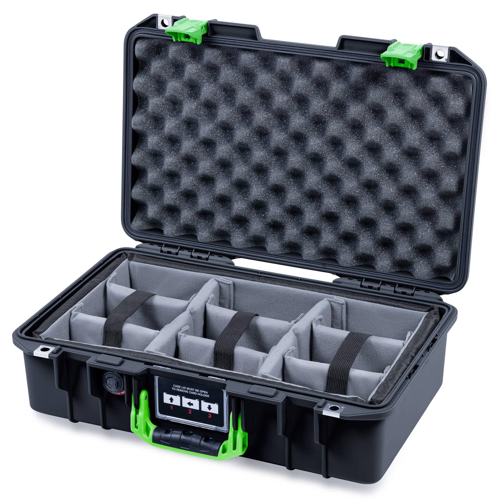 Pelican 1485 Air Case, Black with Lime Green Latches ColorCase