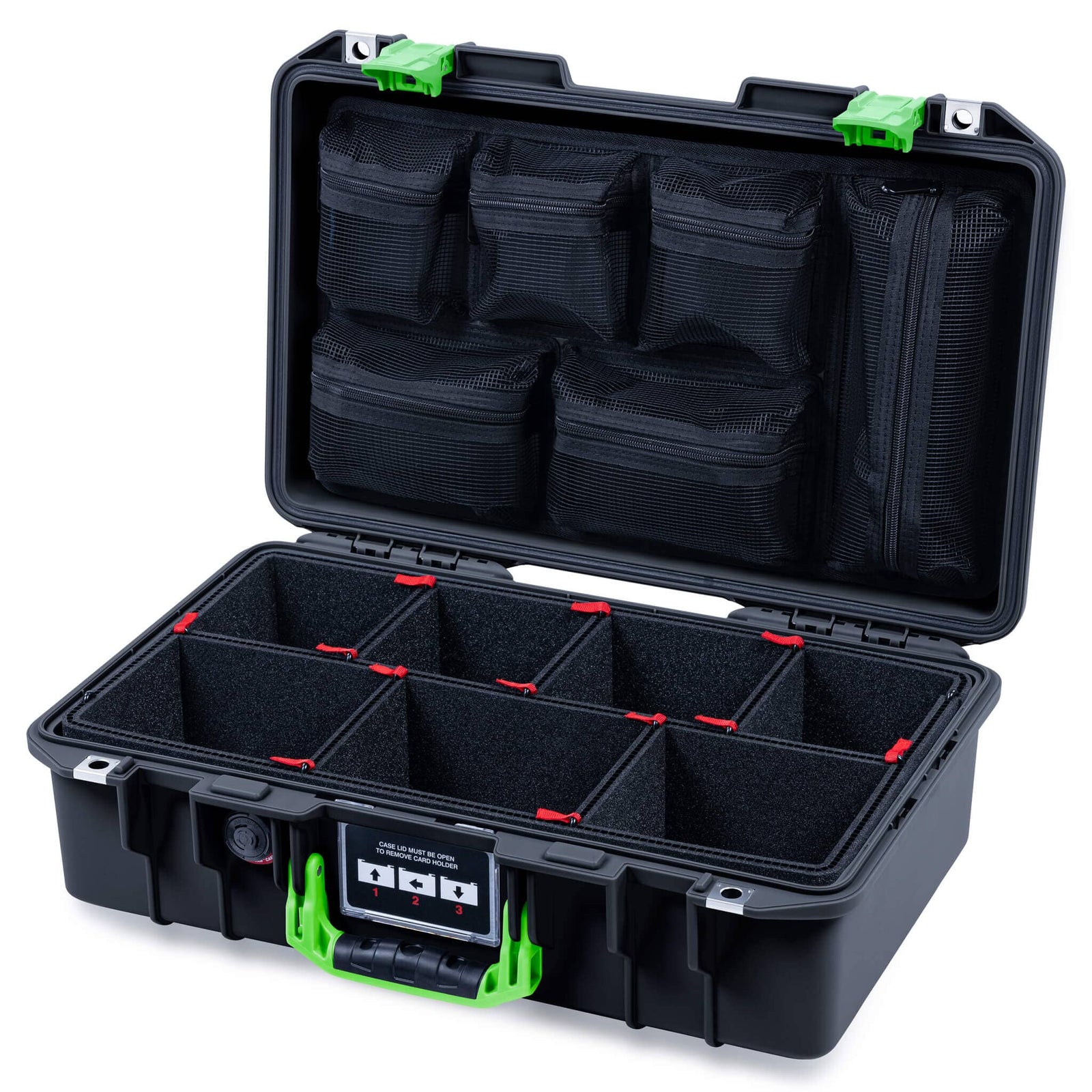 Pelican 1485 Air Case, Black with Lime Green Latches ColorCase