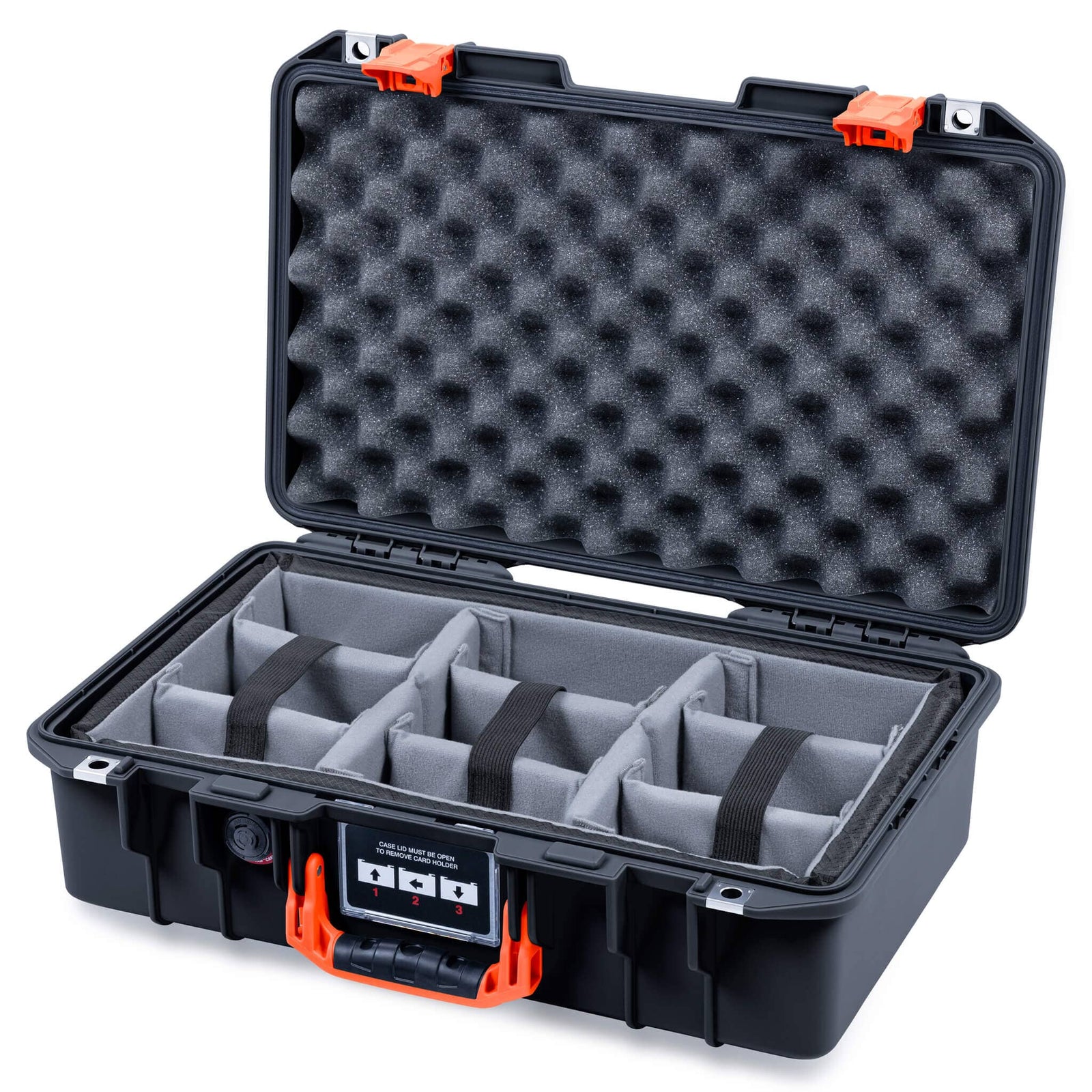 Pelican 1485 Air Case, Black with Orange Latches ColorCase