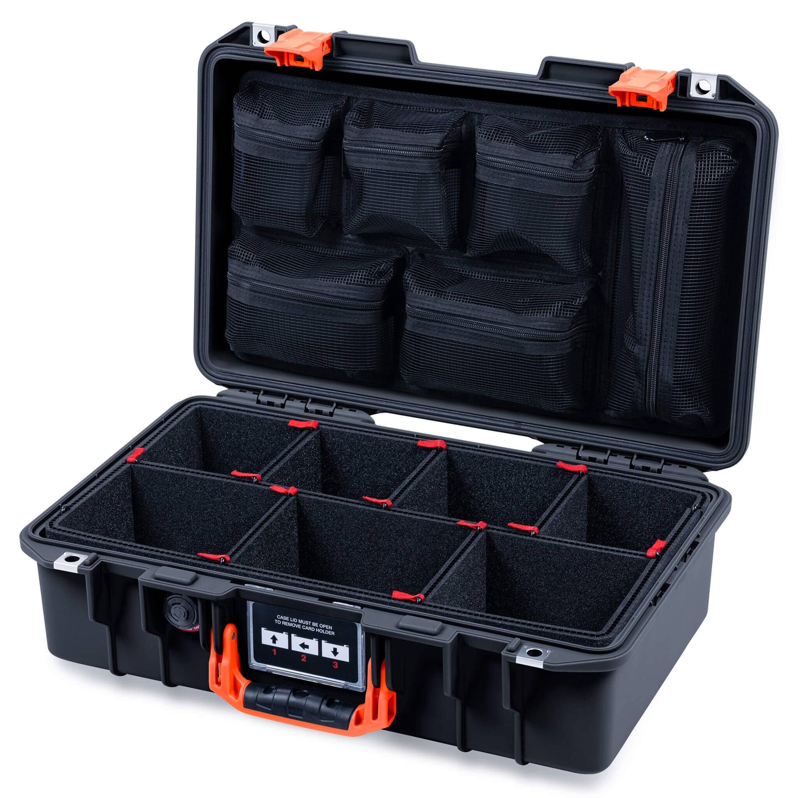 Pelican 1485 Air Case, Black with Orange Latches ColorCase