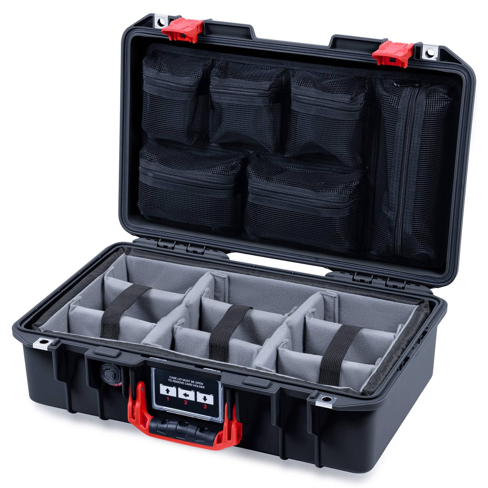 Pelican 1485 Air Case, Black with Red Latches ColorCase