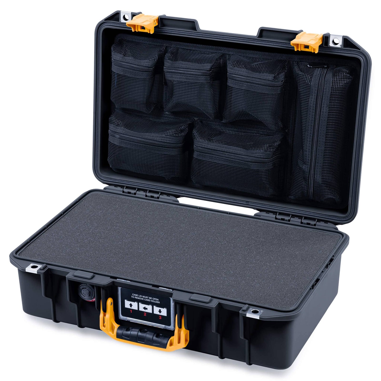 Pelican 1485 Air Case, Black with Yellow Latches ColorCase