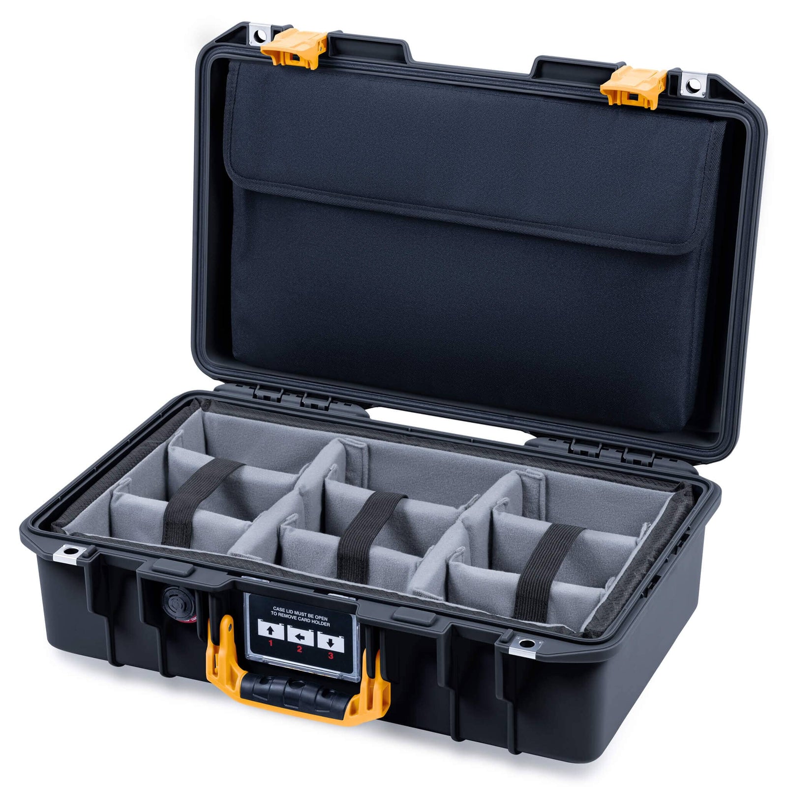 Pelican 1485 Air Case, Black with Yellow Latches ColorCase
