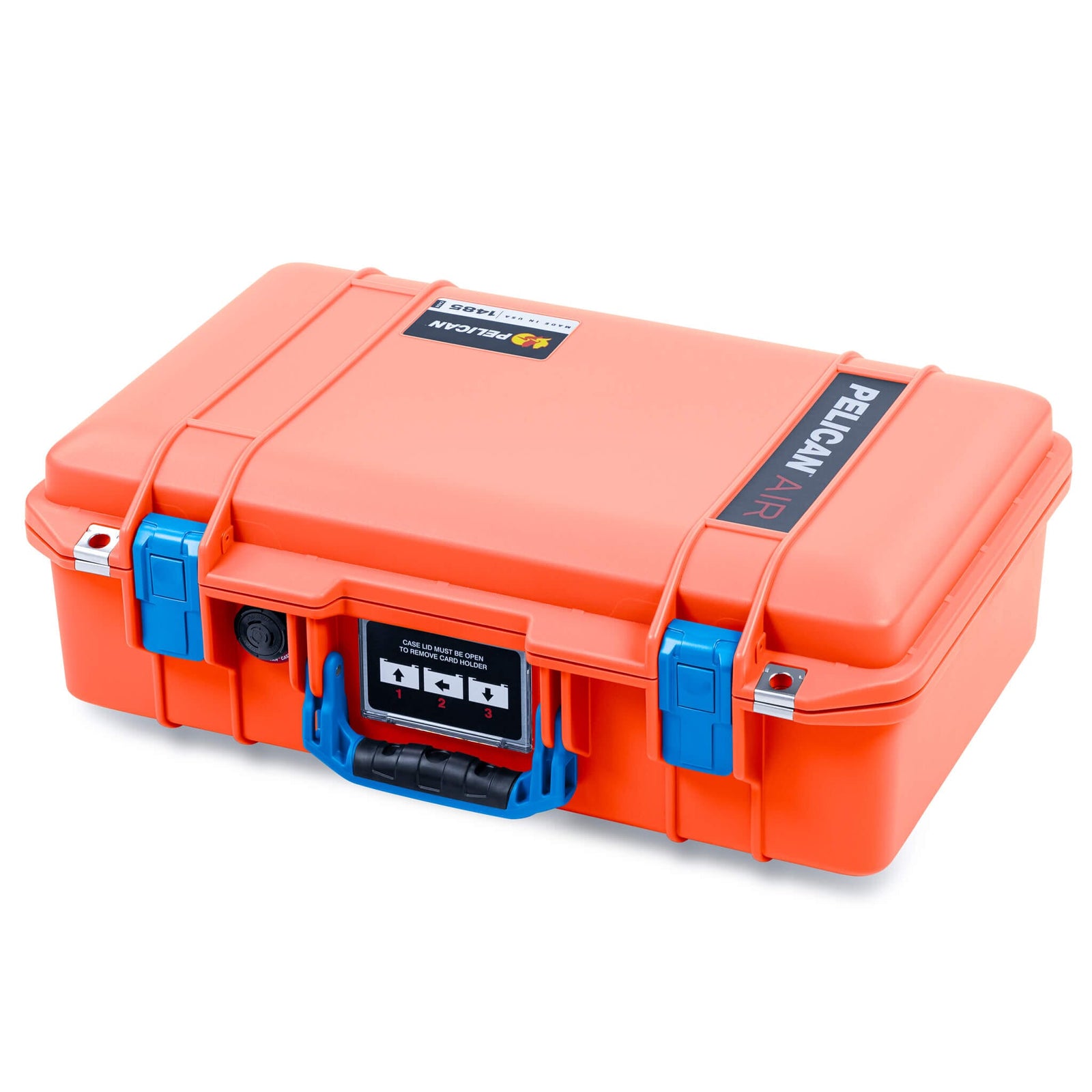 Pelican 1485 Air Case, Orange with Blue Latches ColorCase