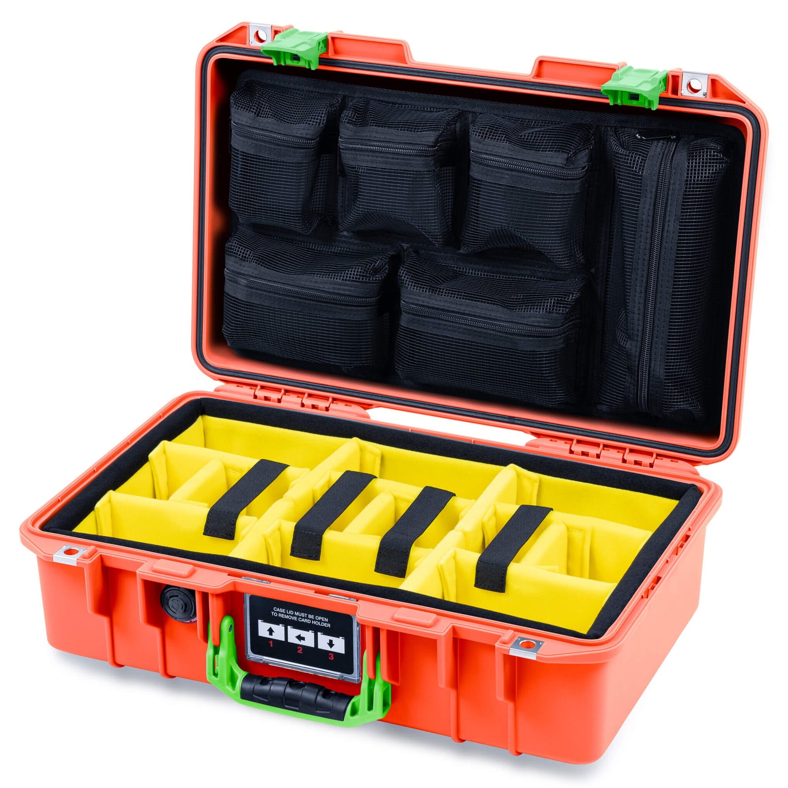 Pelican 1485 Air Case, Orange with Lime Green Latches ColorCase