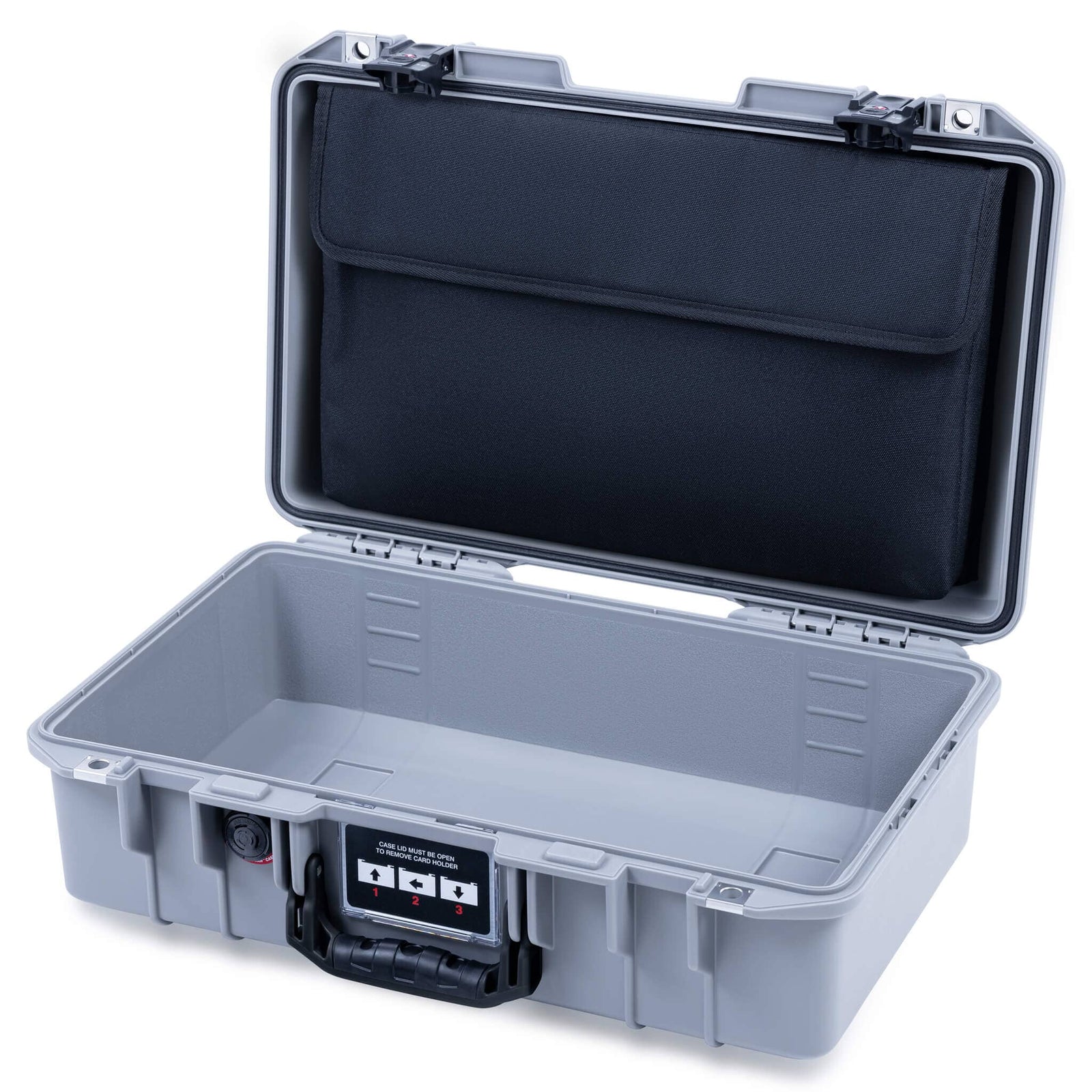 Pelican 1485 Air Case, Silver with Black Handle & TSA Locking Latches Laptop Computer Lid Pouch Only ColorCase 014850-0200-180-L10