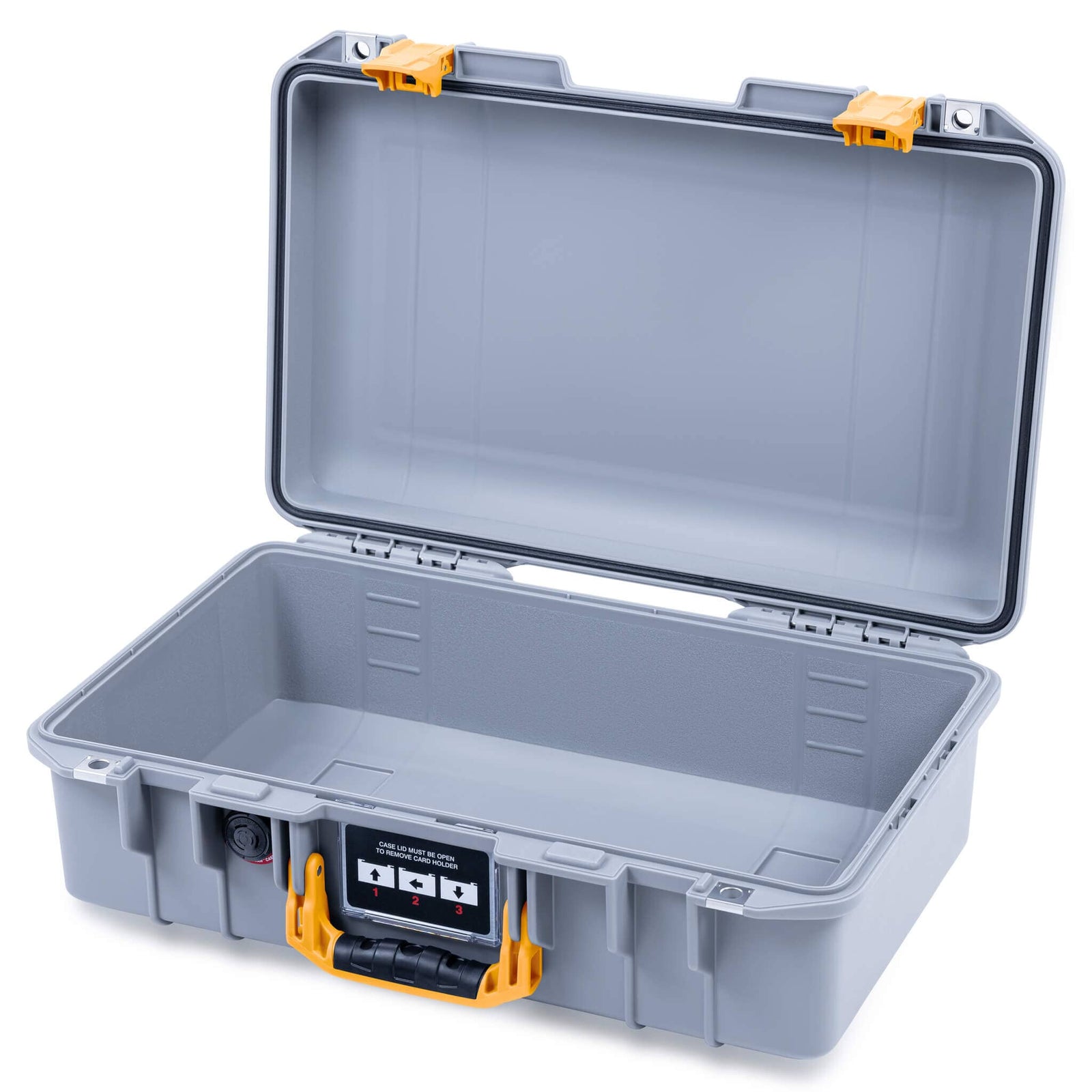 Pelican 1485 Air Case, Silver with Yellow Latches None (Case Only) ColorCase 014850-0000-180-241