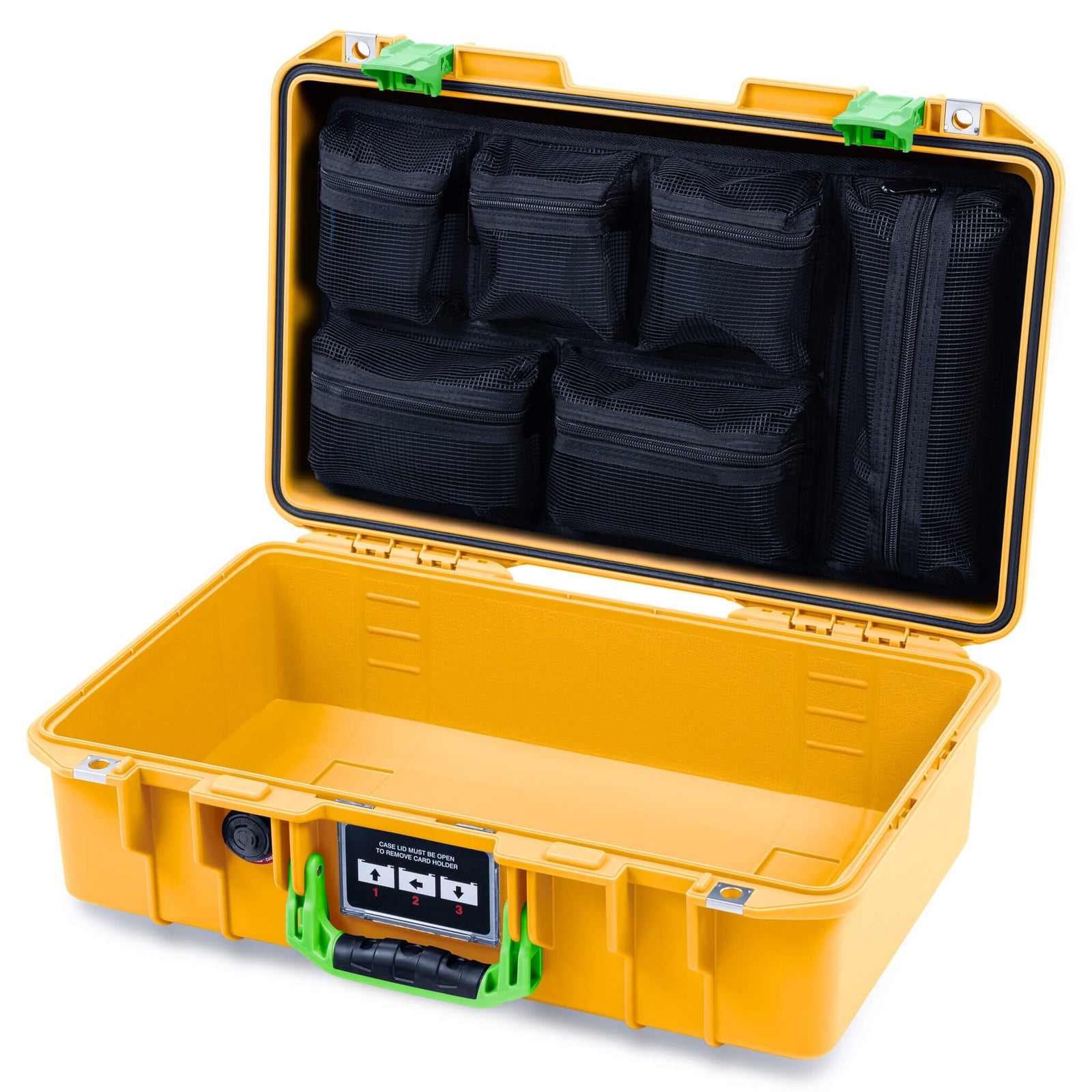 Pelican 1485 Air Case, Yellow with Lime Green Latches ColorCase