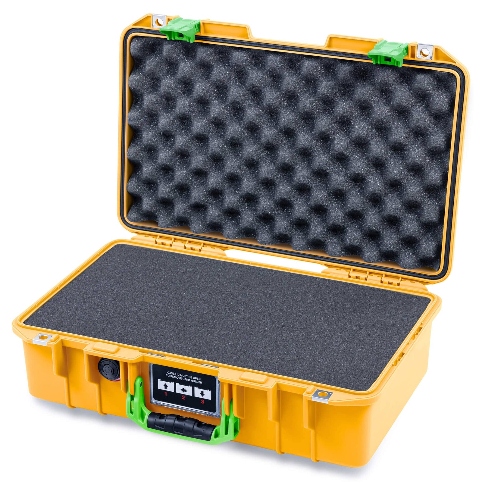 Pelican 1485 Air Case, Yellow with Lime Green Latches Pick & Pluck Foam with Convolute Lid Foam ColorCase 014850-0001-240-301