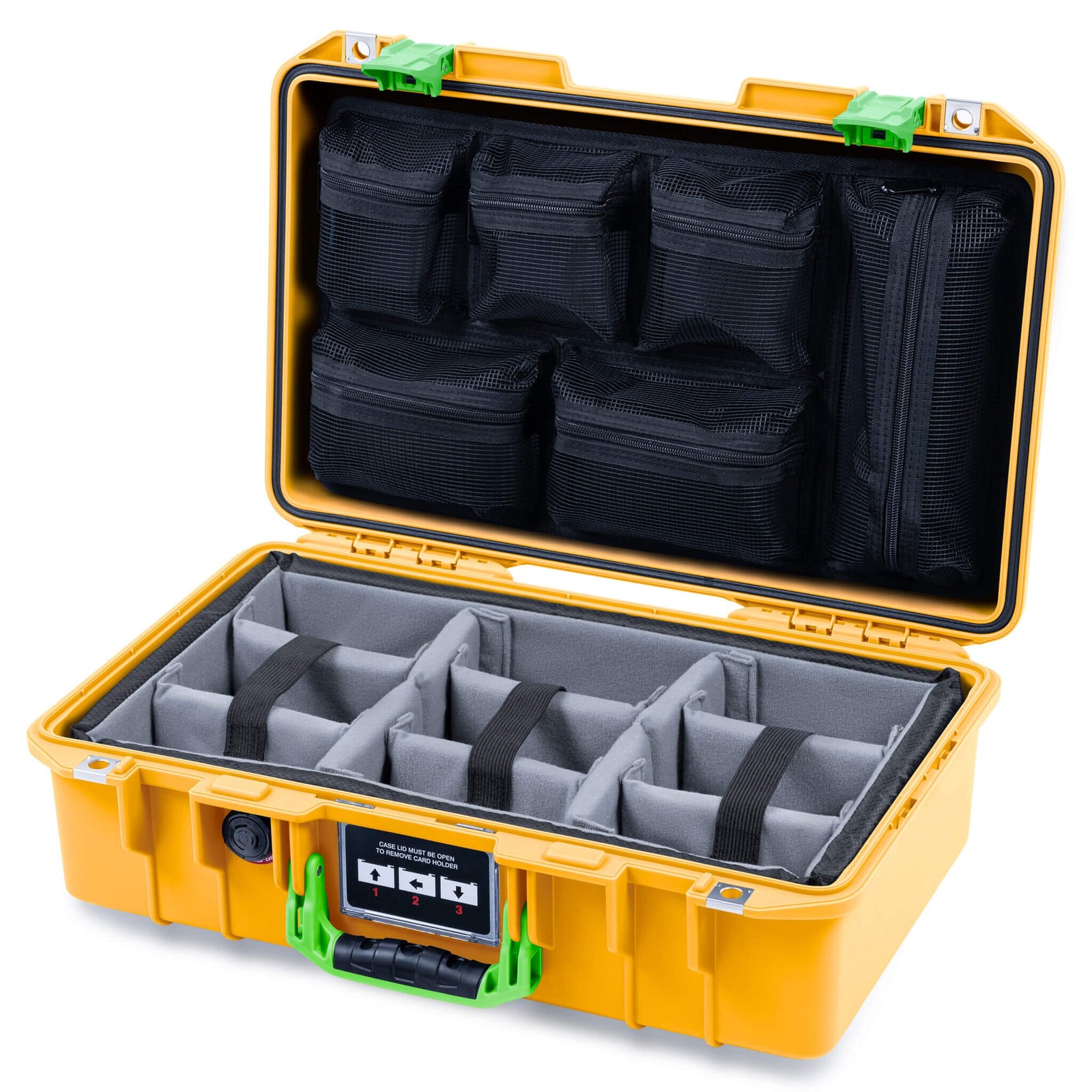 Pelican 1485 Air Case, Yellow with Lime Green Latches ColorCase