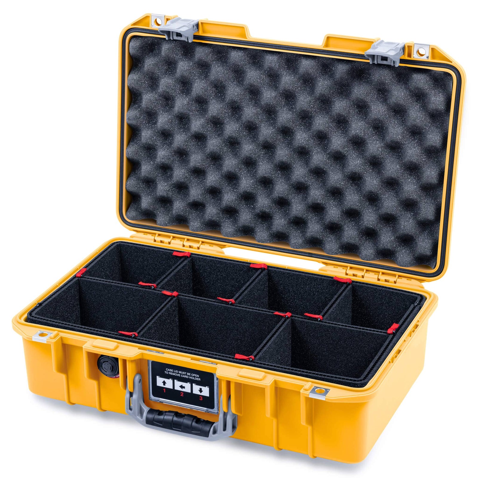 Pelican 1485 Air Case, Yellow with Silver Latches TrekPak Divider System with Convolute Lid Foam ColorCase 014850-0020-240-181