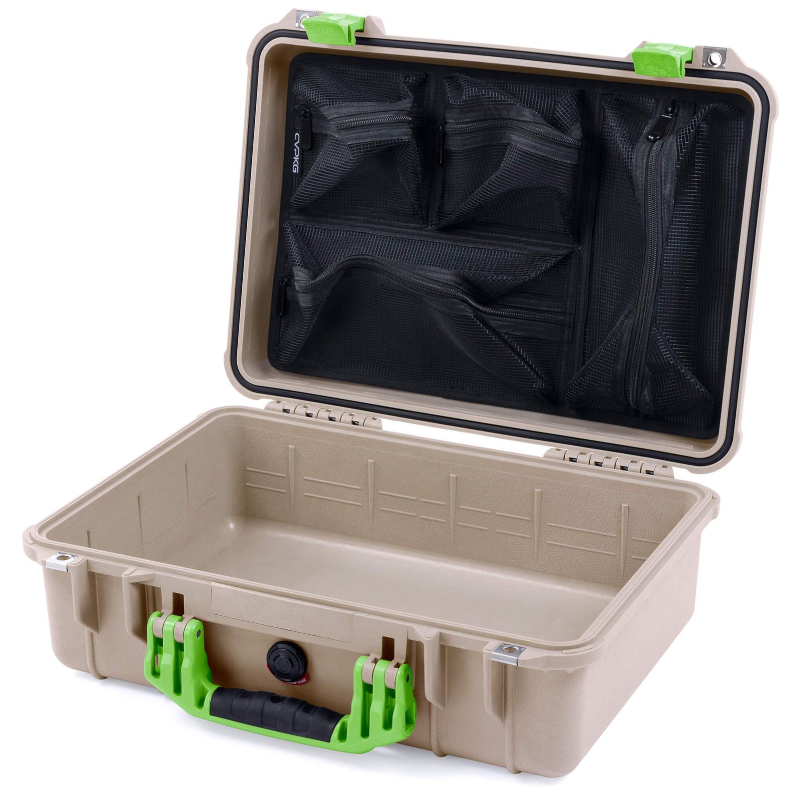 Pelican 1500 Case - Desert Tan & Lime Green