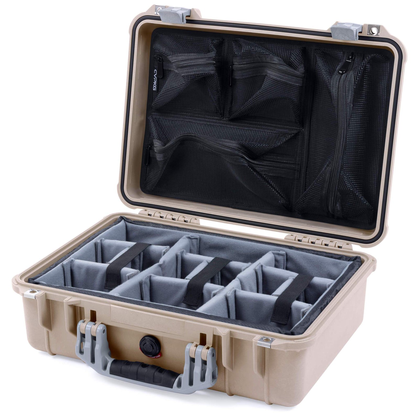 Pelican 1500 Case - Desert Tan & Silver