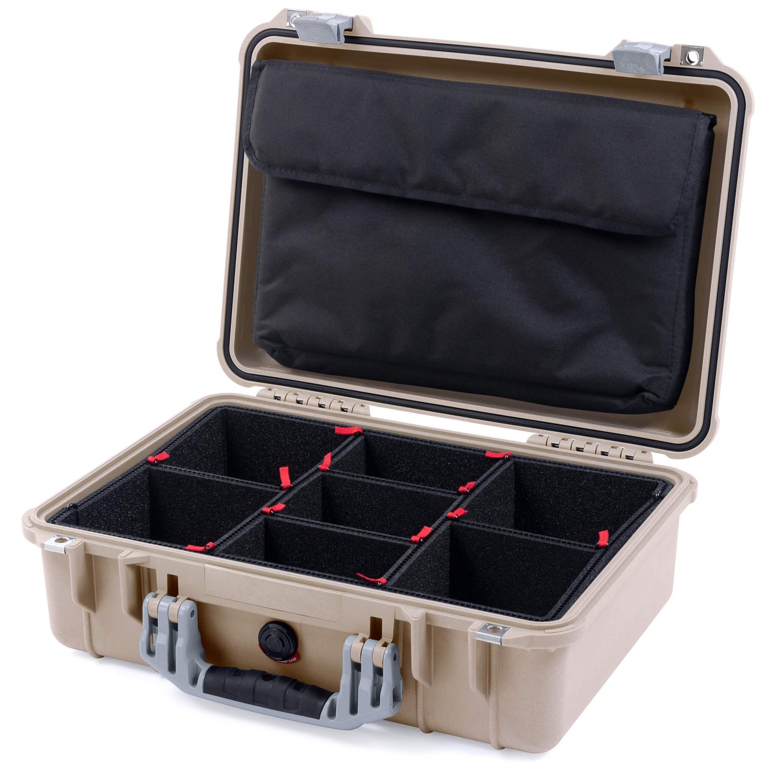 Pelican 1500 Case - Desert Tan & Silver