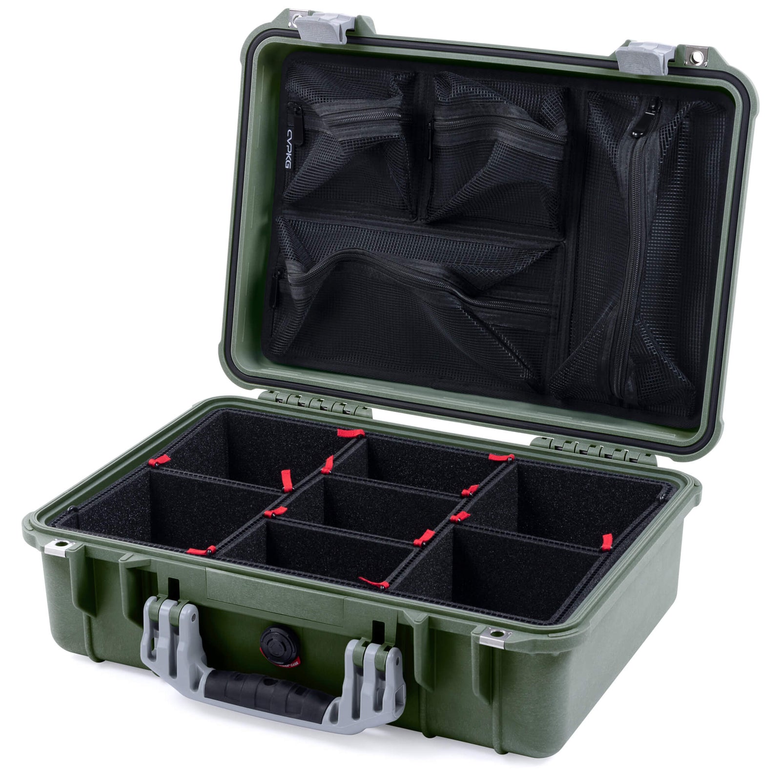 Pelican 1500 Case - OD Green & Silver