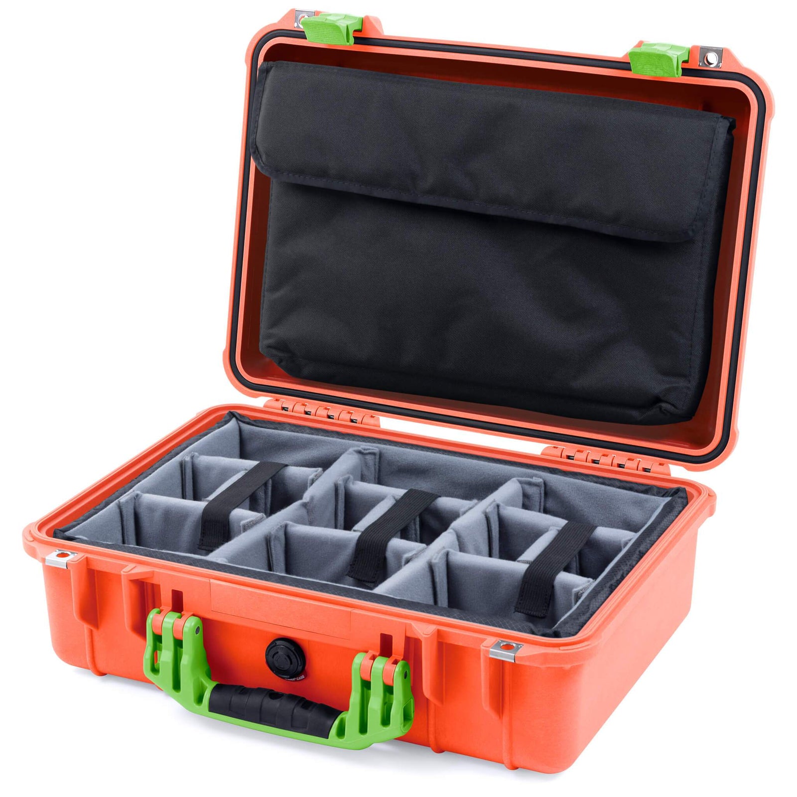 Pelican 1500 Case - Orange & Lime Green