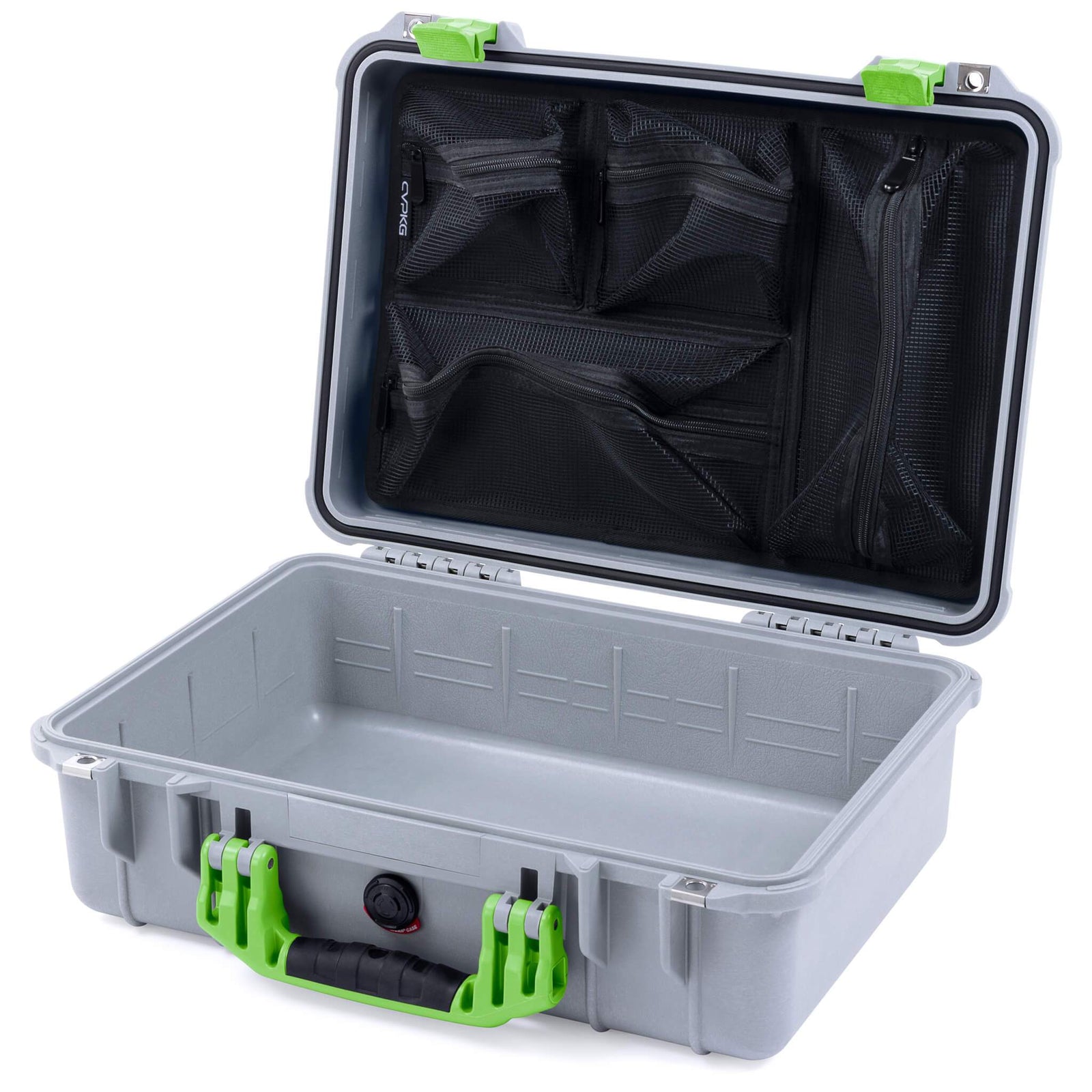 Pelican 1500 Case - Silver & Lime Green
