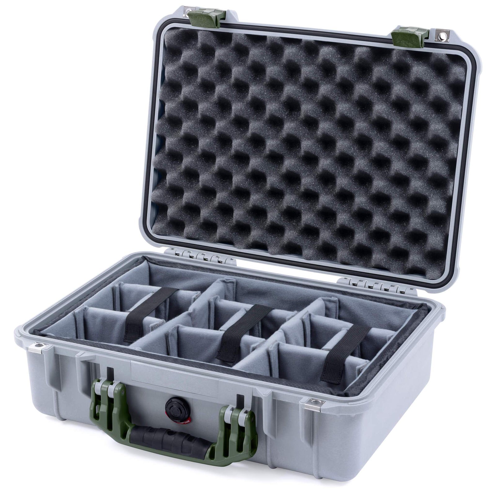 Pelican 1500 Case - Silver & OD Green