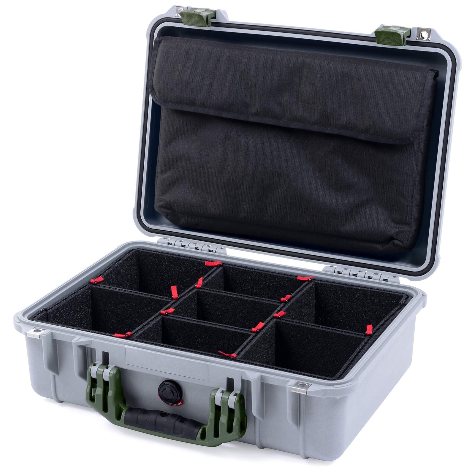 Pelican 1500 Case - Silver & OD Green