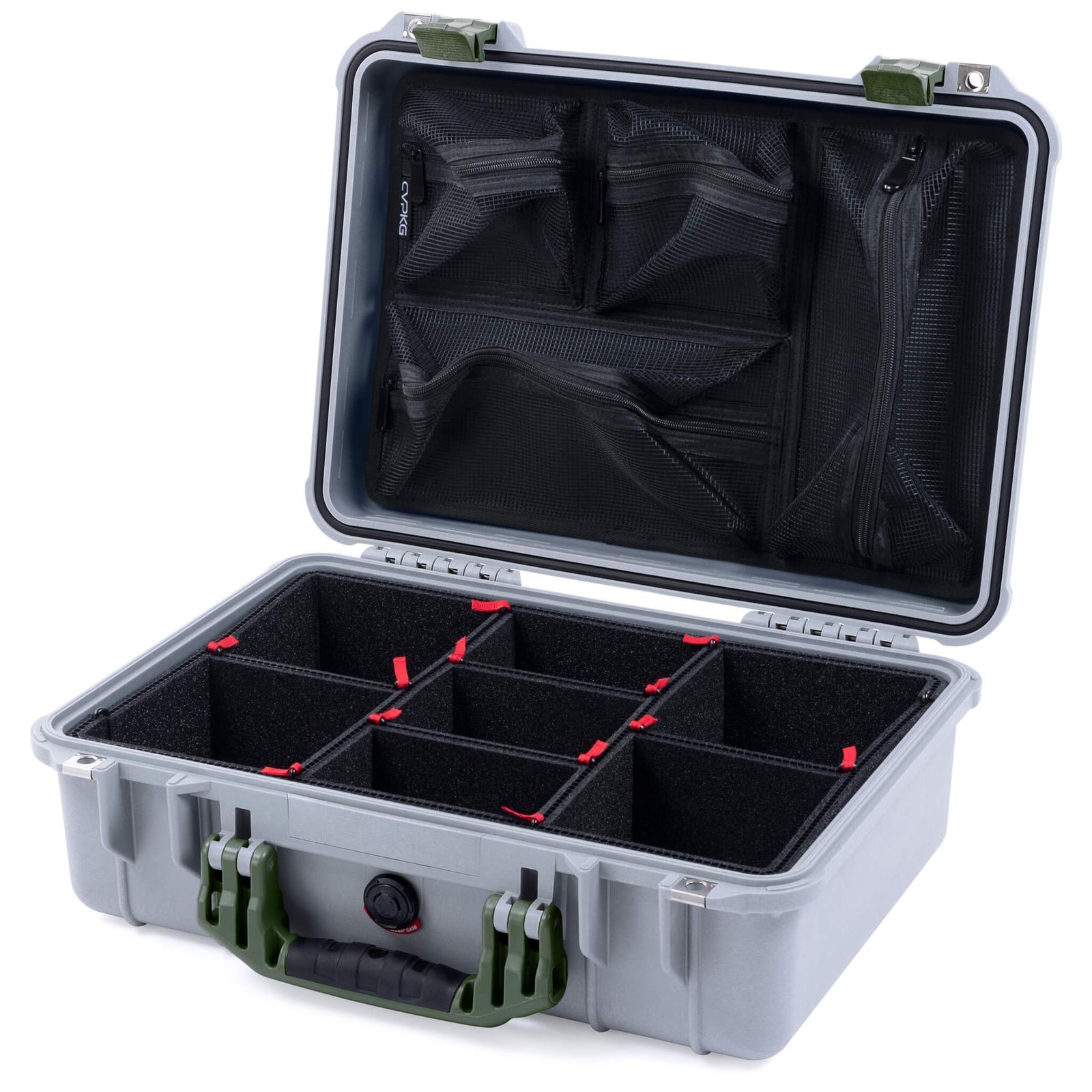 Pelican 1500 Case - Silver & OD Green