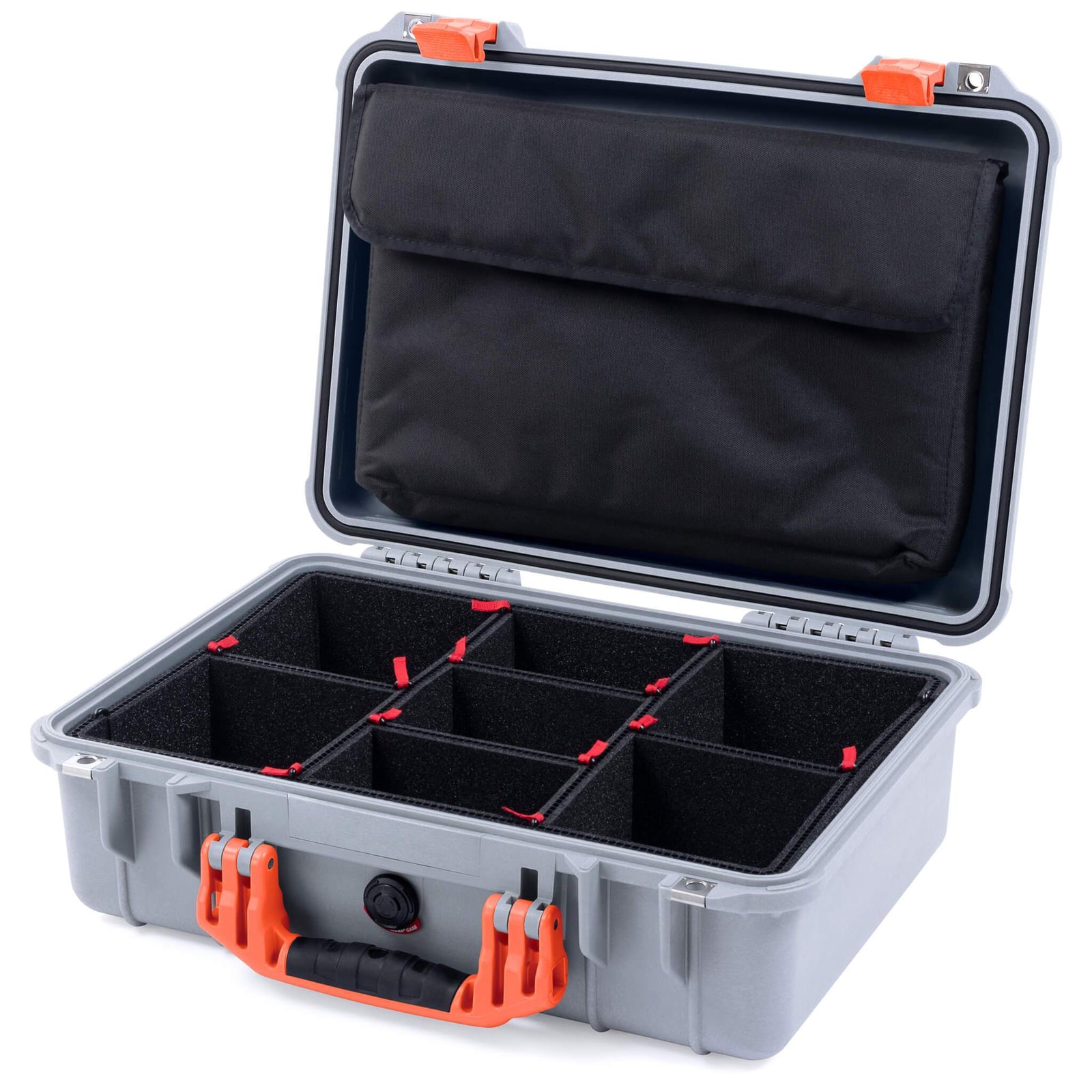 Pelican 1500 Case - Silver & Orange