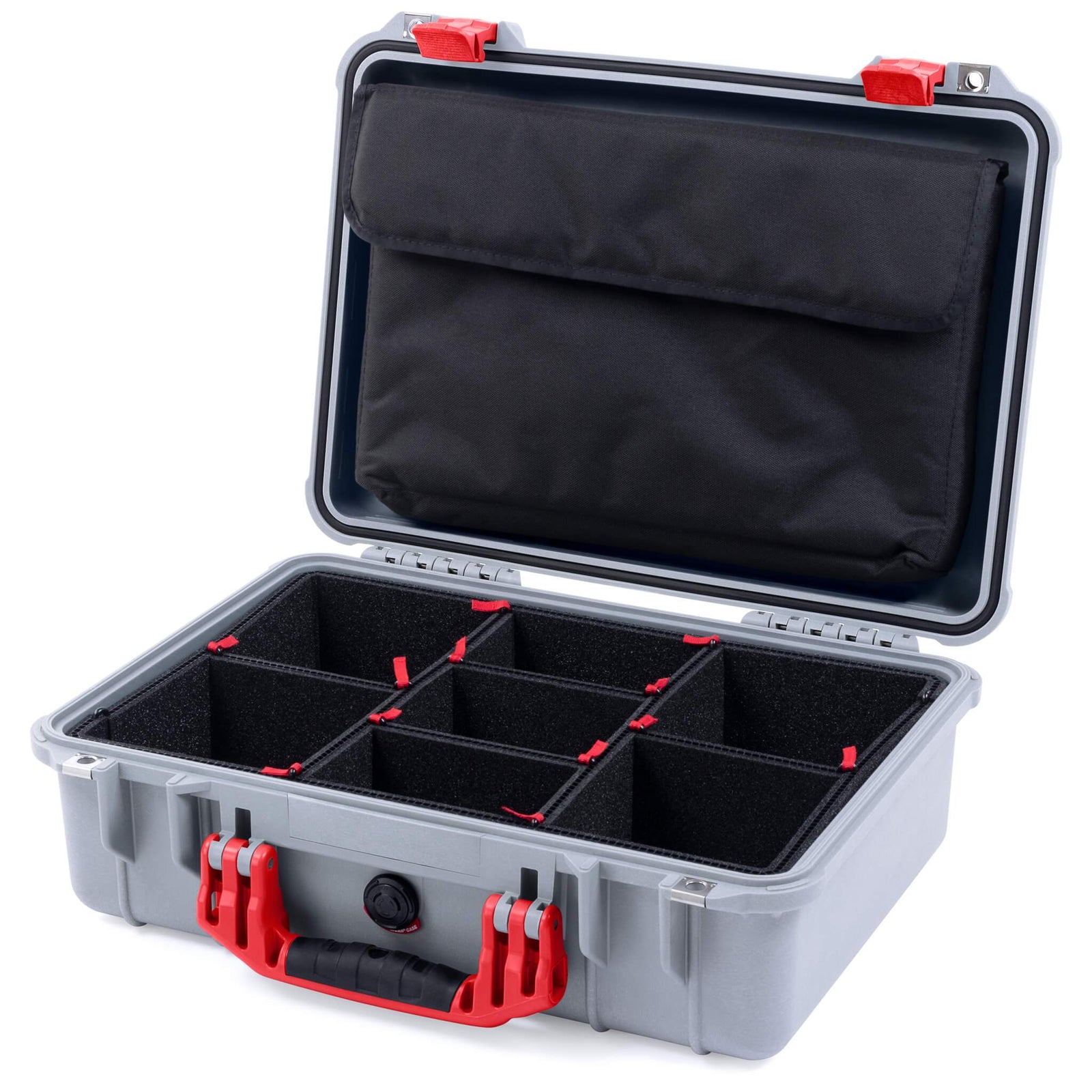 Pelican 1500 Case - Silver & Red
