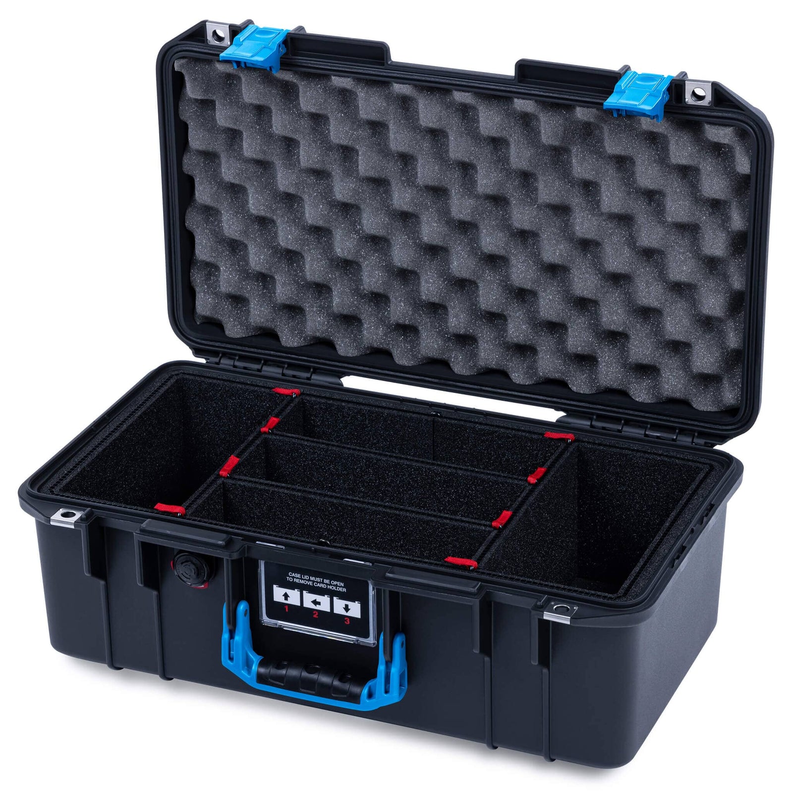 Pelican 1506 Air Case, Black with Blue Handles & Latches ColorCase
