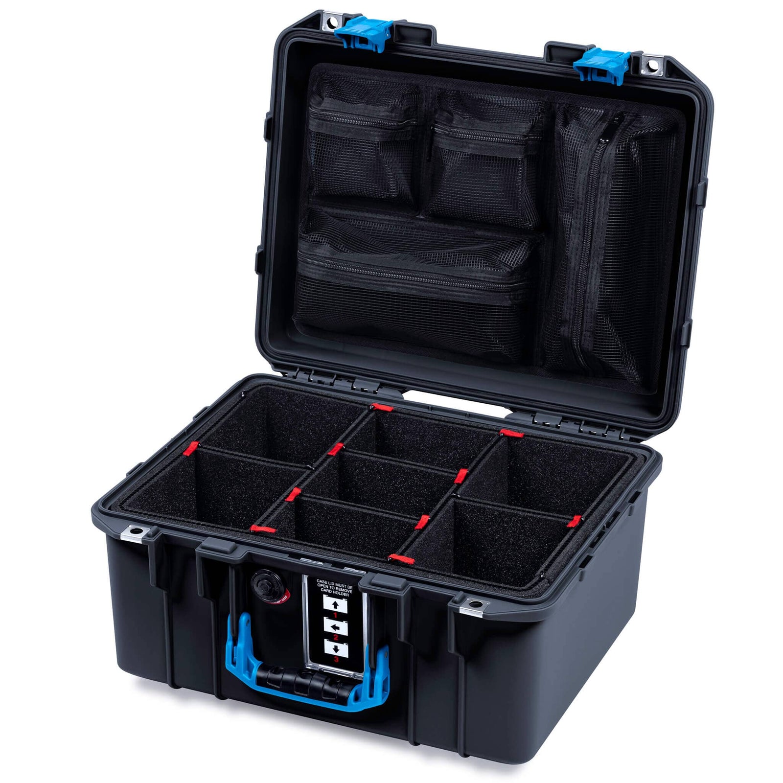 Pelican 1507 Air Case, Black with Blue Handle & Latches ColorCase