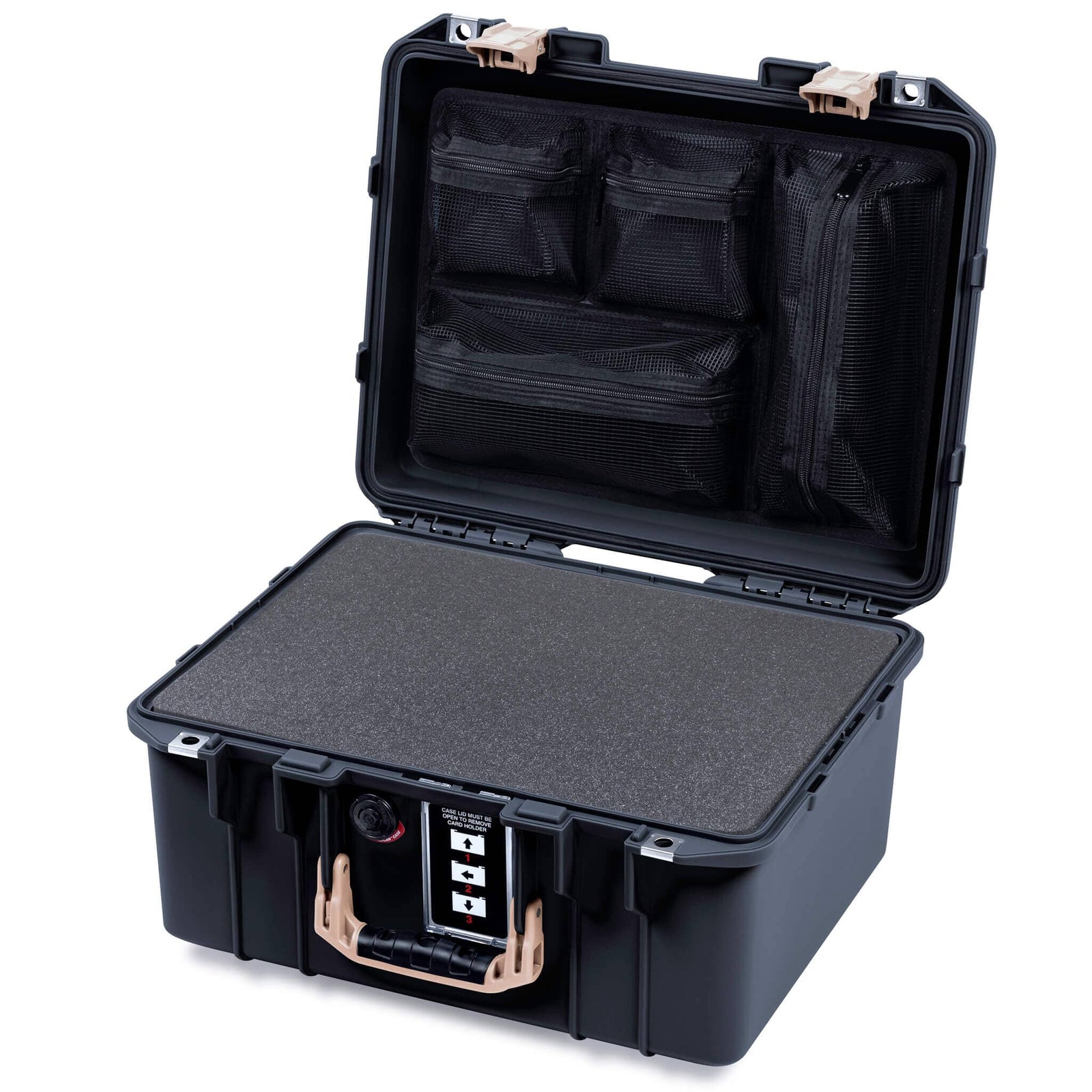 Pelican 1507 Air Case, Black with Desert Tan Handle & Latches ColorCase
