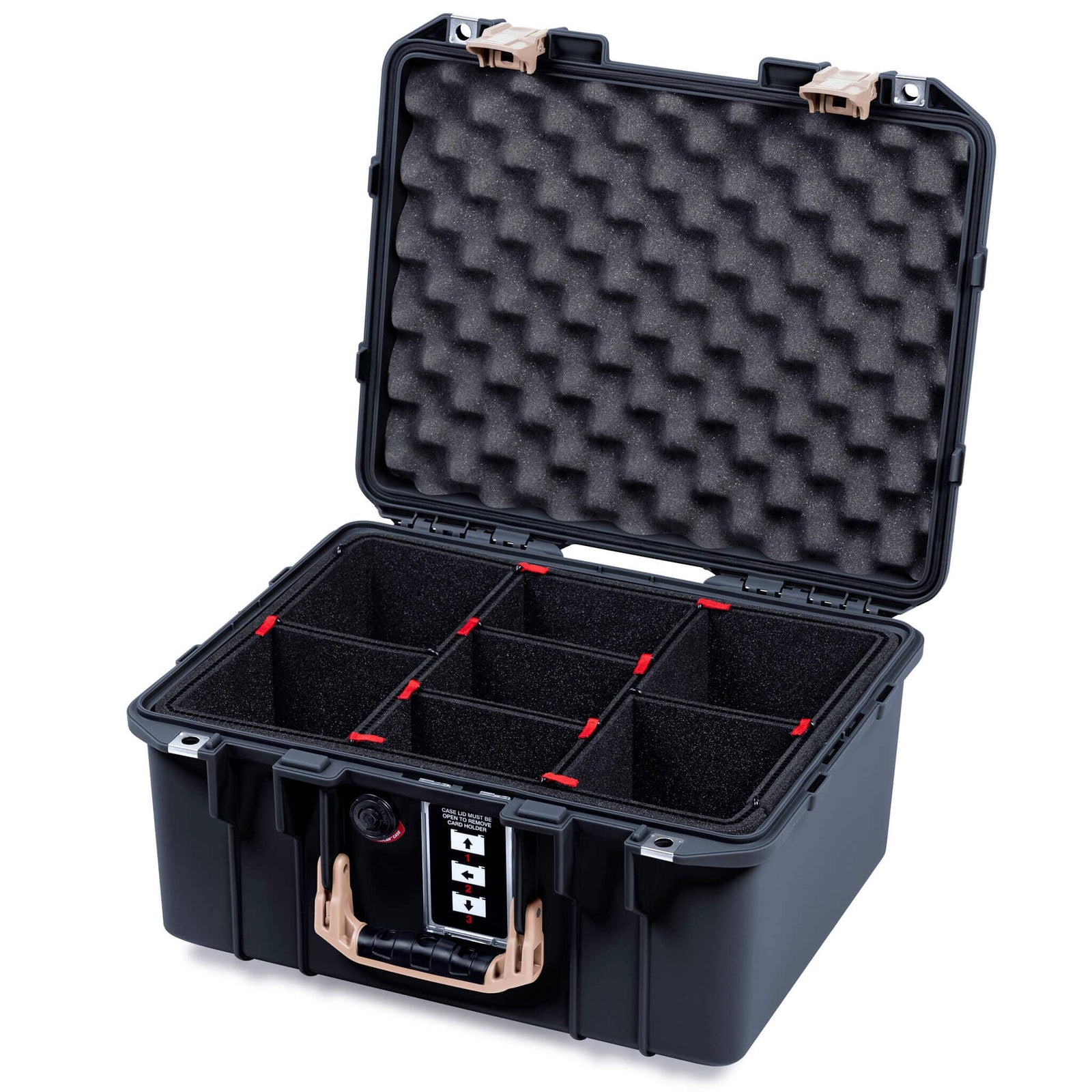 Pelican 1507 Air Case, Black with Desert Tan Handle & Latches TrekPak Divider System with Convolute Lid Foam ColorCase 015070-0020-110-311