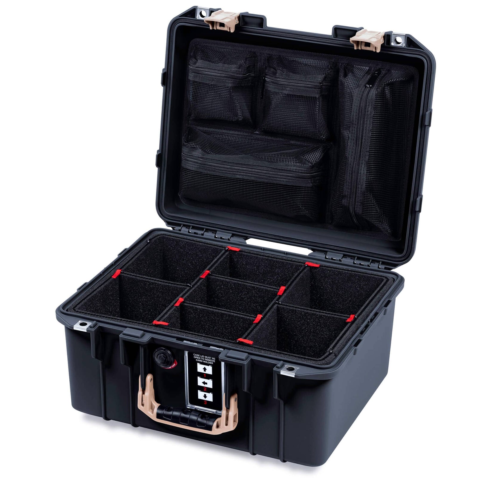Pelican 1507 Air Case, Black with Desert Tan Handle & Latches ColorCase
