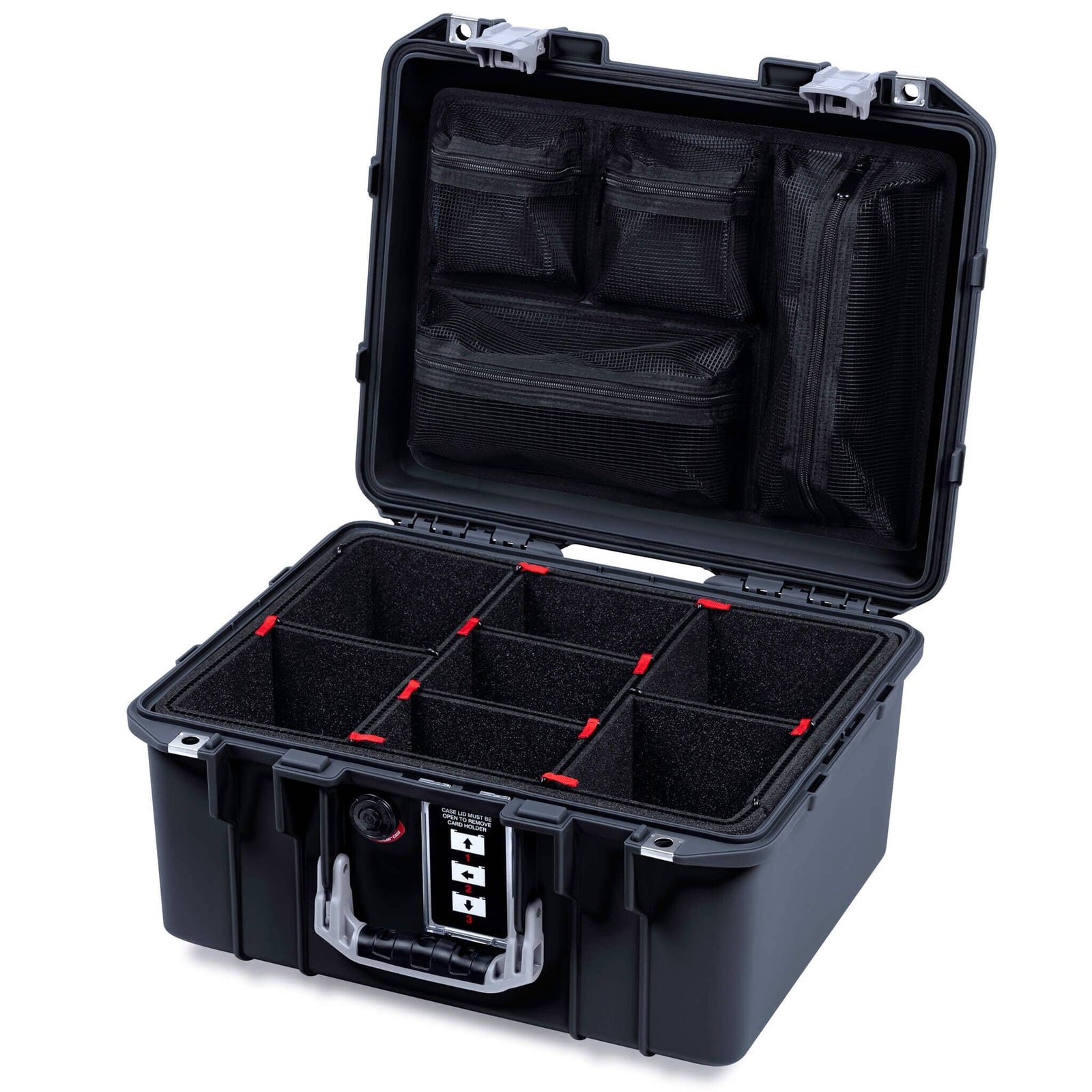 Pelican 1507 Air Case, Black with Silver Handle & Latches ColorCase